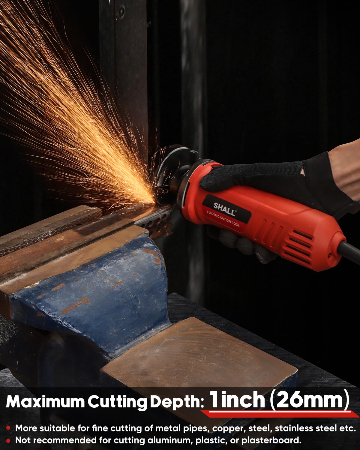SHALL 3 Inch High-Speed Cut Off Tool, 3.5 Amp Metal Cutter Tool with 3Pcs Multifunctional Cutoff Wheels, 24000RPM Electricl Metal Cutting Tools for Steel, Inox, PVC, Aluminum