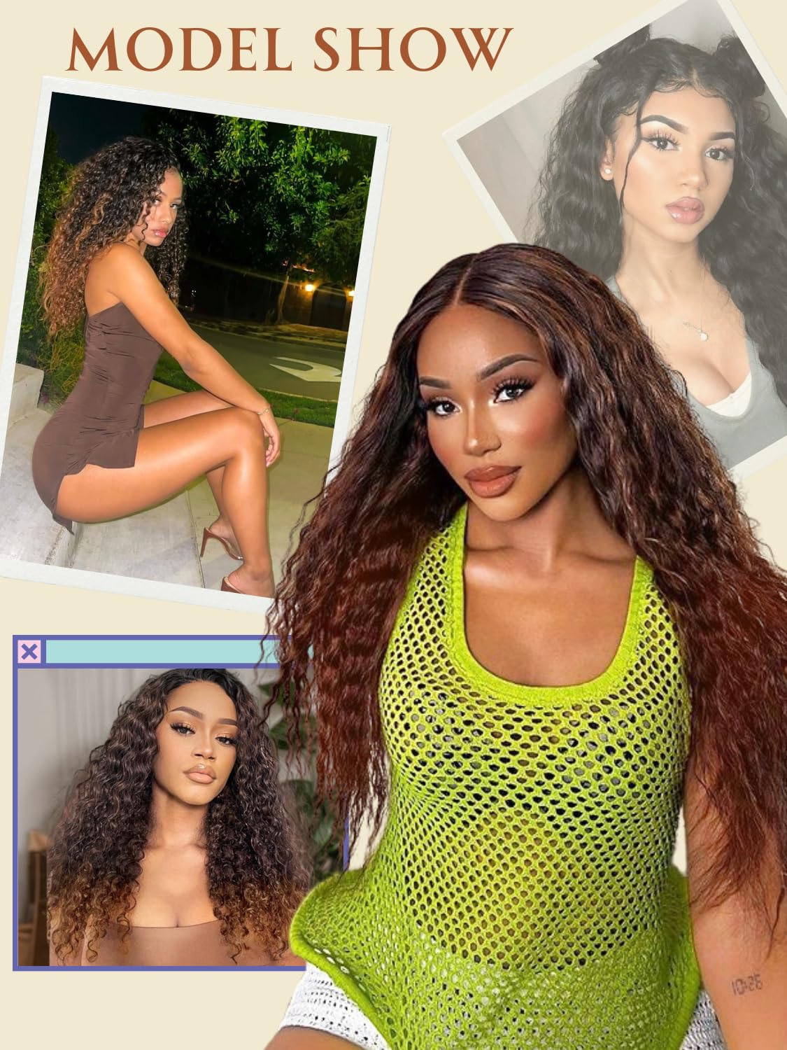 YKHJH Curly Synthetic Wig Protein Fiber Like Human Hair 26 Inches Natural Black Kinky Curly Synthetic Lace Front Wig Water Wave Lace Wigs (Black)