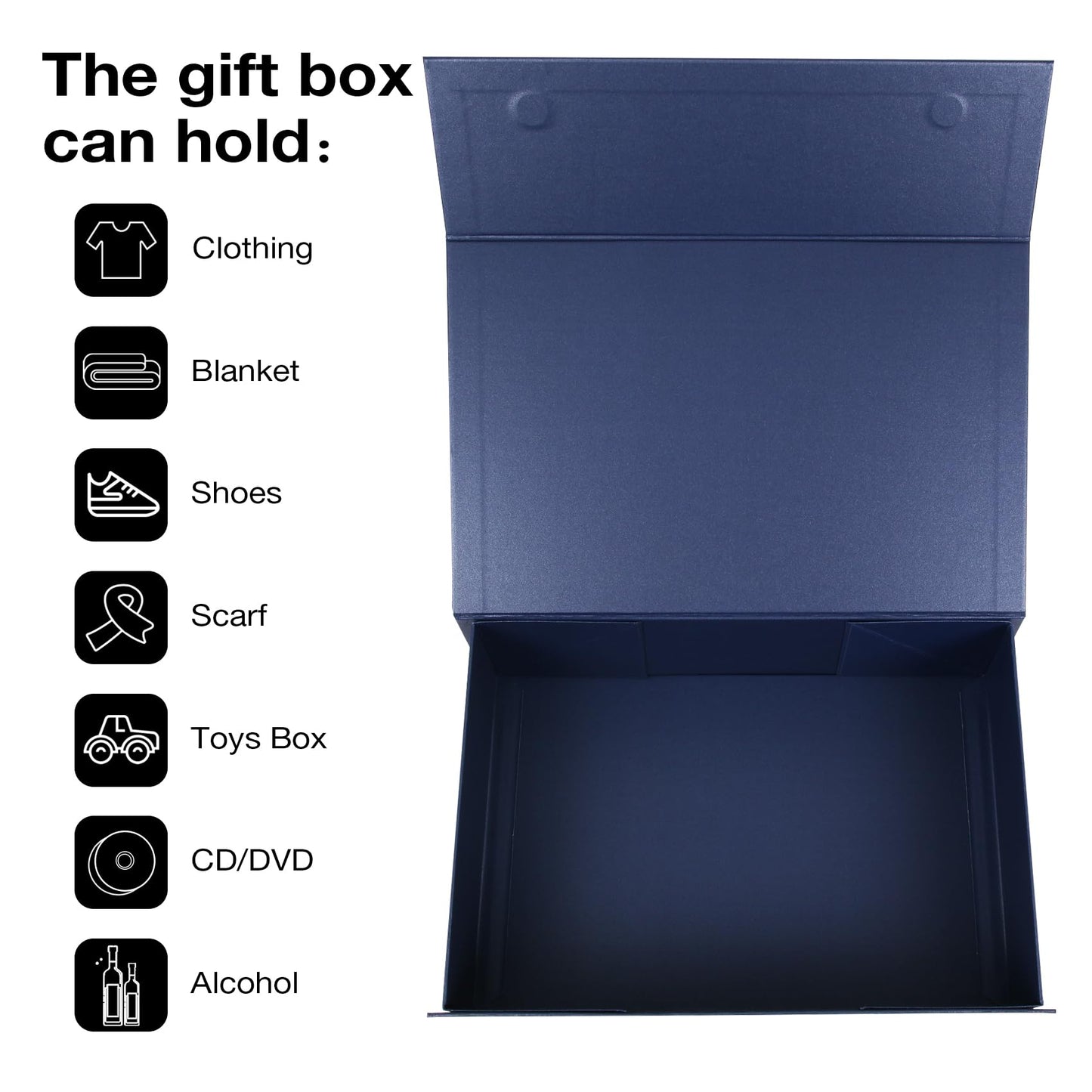 Aimyoo Navy Blue Magnetic Gift Boxes with Lids 13.8x9x4.3 in, Large Bridesmaid Groomsman Proposal Box, Rectangle Collapsible Box for Graduation Storage 5 Pack