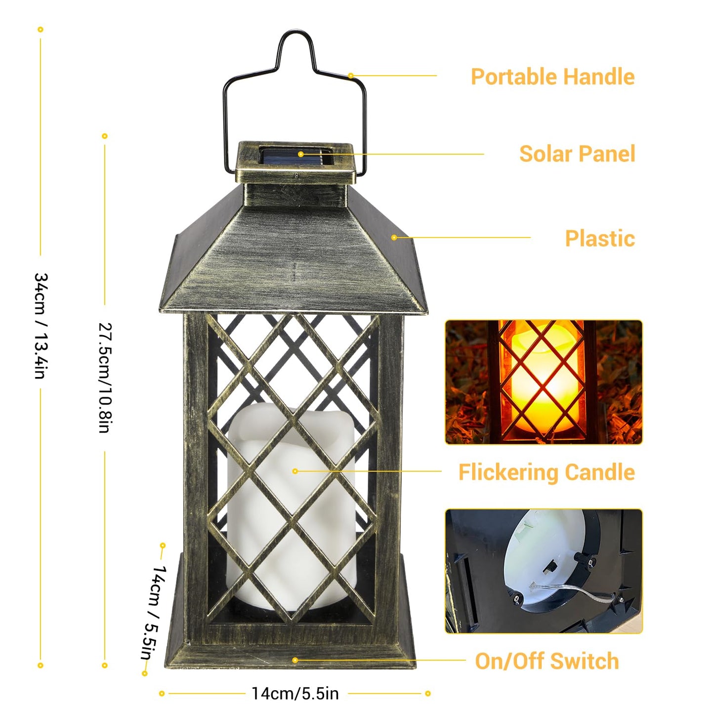 2 Pack Solar Lanterns, OxyLED LED Solar Lights Outdoor Hanging Lanterns Solar Powered with Handle, Waterproof Flickering Flameless Candle Lights for Yard Party Decoration, Garden Gifts for Mom