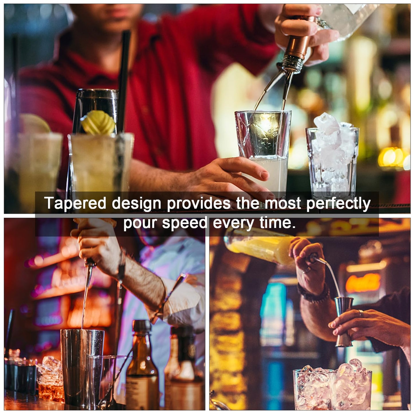 48 PCS Liquor Pour Spout, Liquor Bottle Pourers, Pour Spouts with Caps for Liquor Alcohol Olive Oil Bottles, Liquor Pourers for Bartending, Stainless Steel Classic Bottle Pourers, Tapered Spout