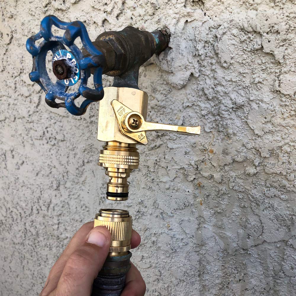 HQMPC Garden Hose Quick Connector - ¾ Inch GHT Brass Easy Connect Water Hose Fittings - Quick Connect Garden Hose Connectors (3 Sets)