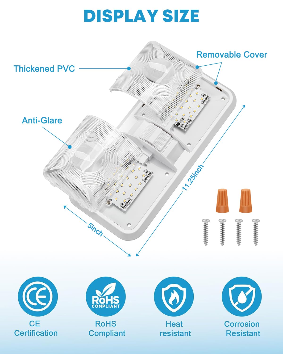 Kohree 12V Led RV Ceiling Dome Light RV Interior Lighting for Trailer Camper with Switch, Natural White 4000-4500K 600 Lumens (Pack of 5)