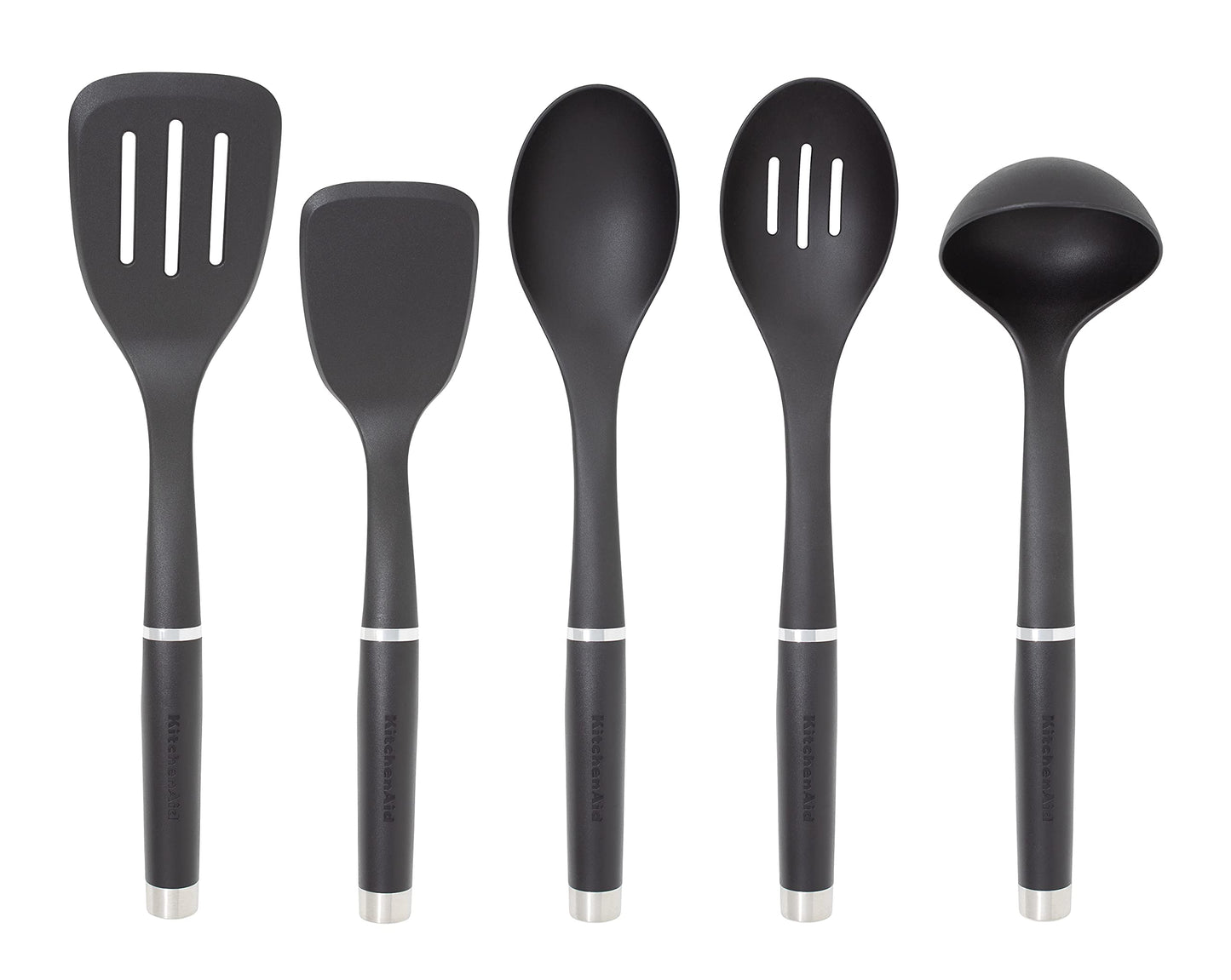 KitchenAid - Kitchen Utensils Set, 5-Piece Set Includes Ladle, Slotted Spoon, Basting Spoon, Short Tuner, and Slotted Turner