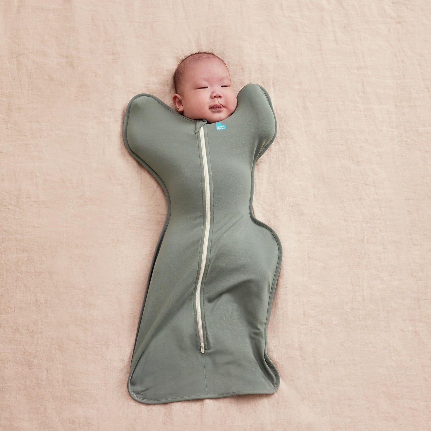 Love To Dream Swaddle Up, Small 3.5-6 kg, Deep Olive, Snug Fit, Supports Healthy Sleep Routine, 1.0 TOG, Ideal for 20-24°C Temperatures, Machine Washable Cotton & 2 Zips for Easy Nappy Changes