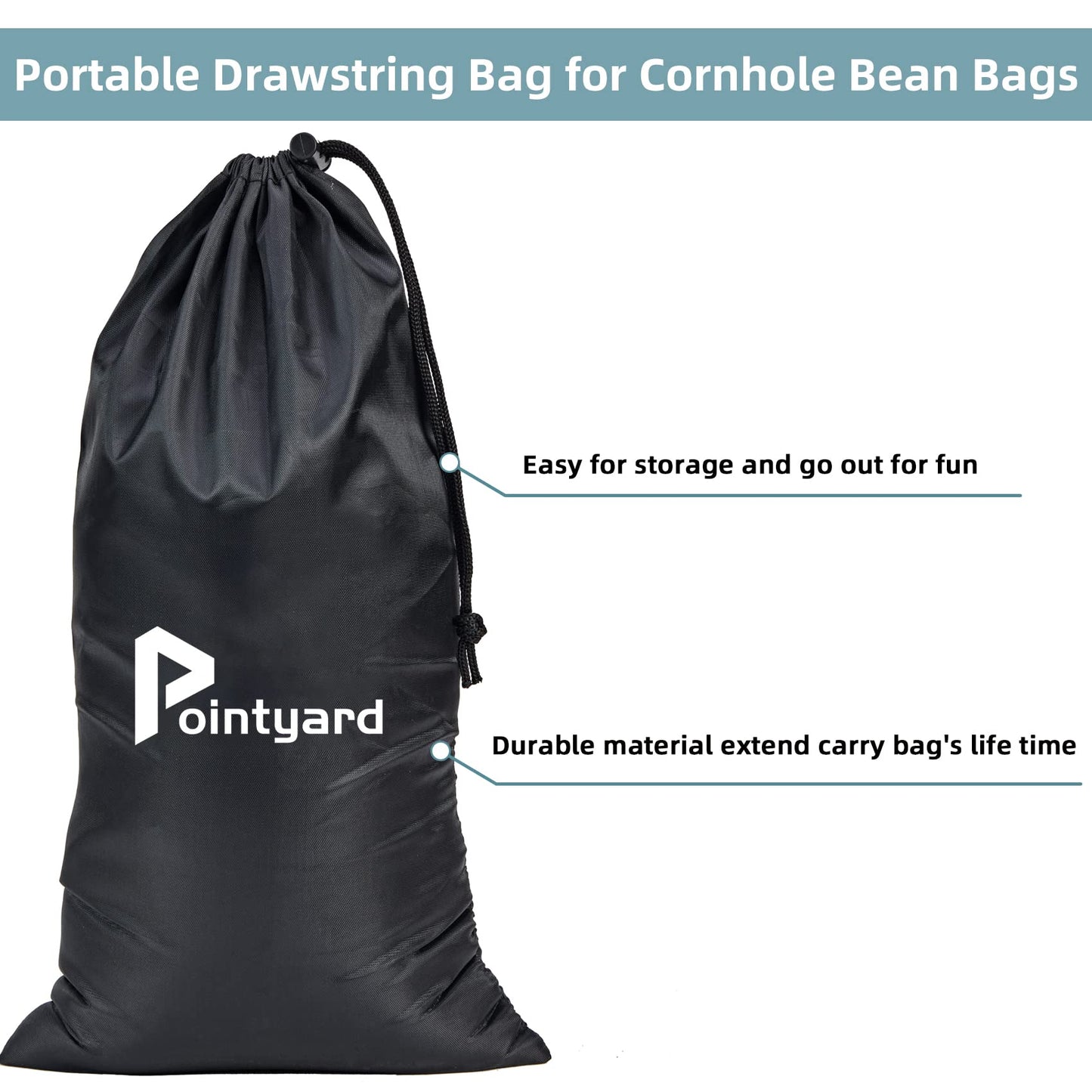 Pointyard 6x6 in Cornhole Bean Bags Set, 8 PCS Regulation All Weather Bean Toss Bags Replacement for Cornhole Tossing Game - Including Drawstring Bag