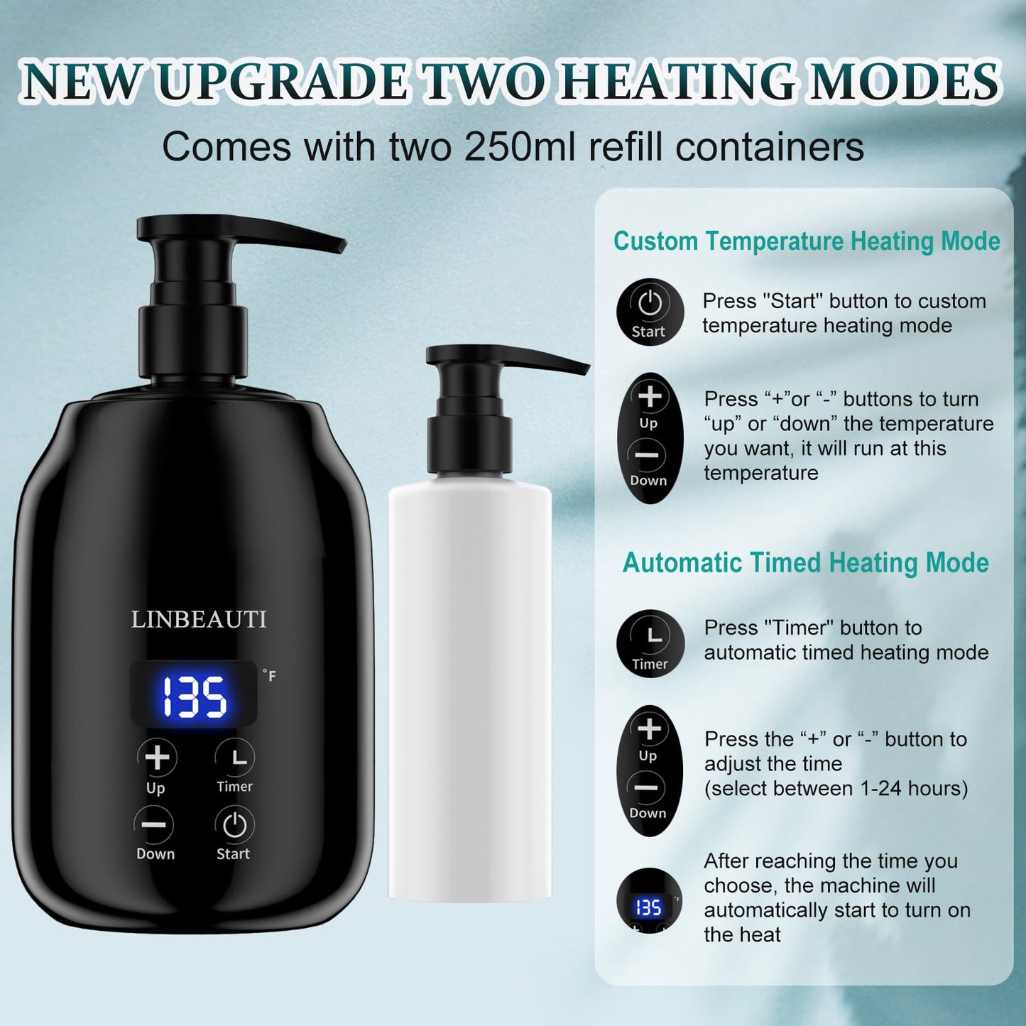 Massage Oil Warmer with Two Oil Bottle Dispenser, Lotion Bottle Warmer Dispenser Heater, Smart Touch Key Electric Warm Lotion Dispenser, Lube Gel Cream Warmer for Home Pro Salon Spa Massage (black)