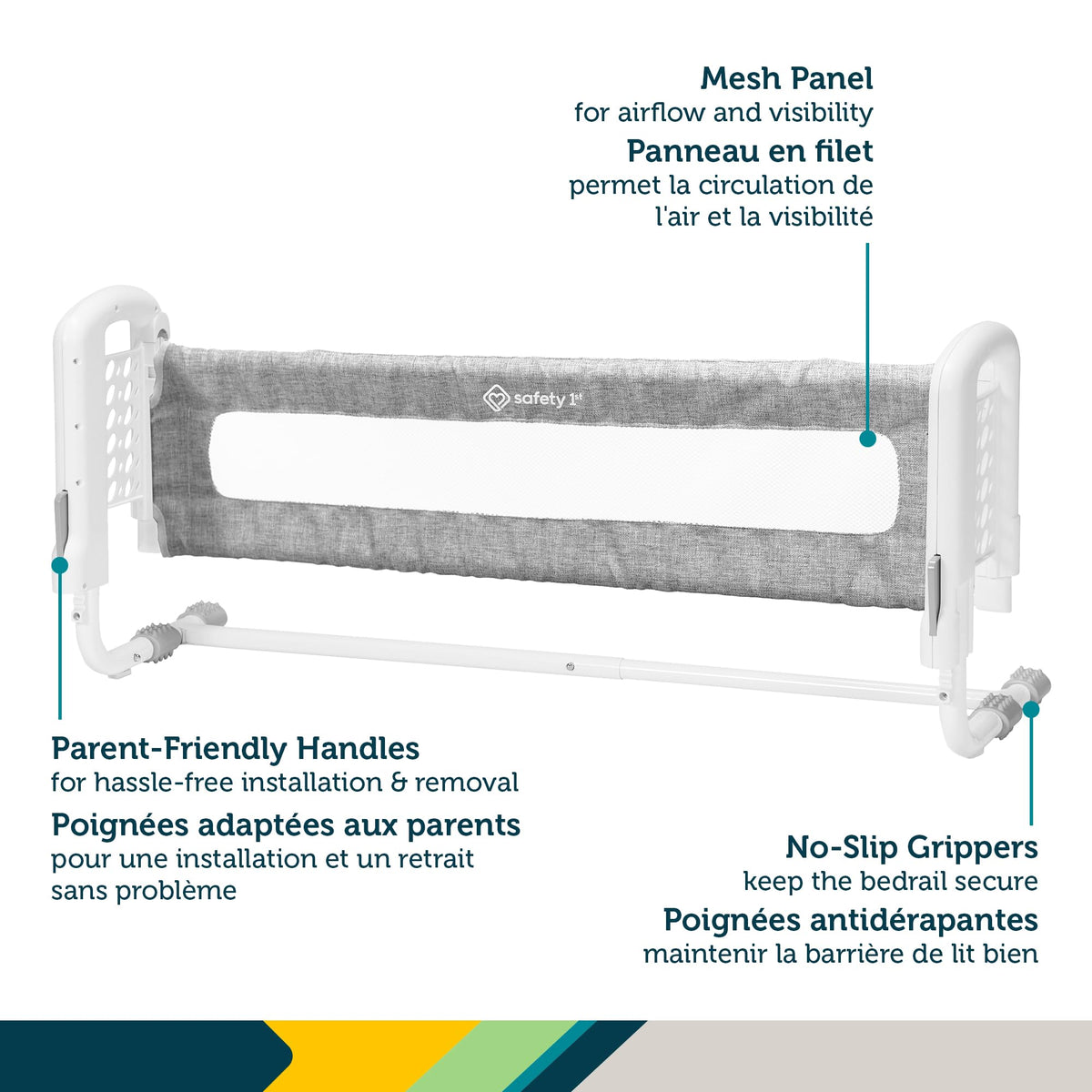 Safety 1st Top of Mattress Bedrail, Grey/White 91.4x40.6x45.7 cm (Pack of 1)
