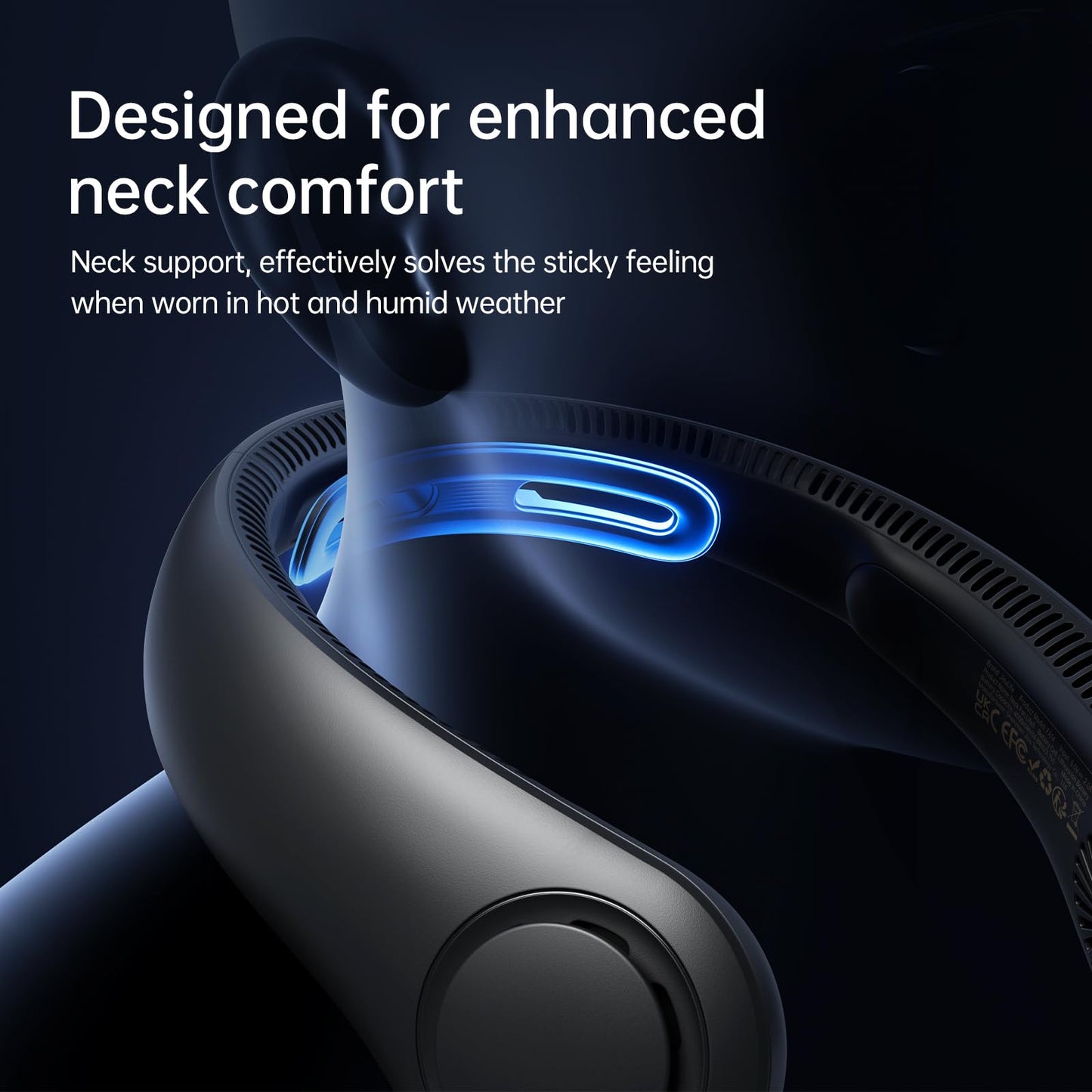 JISULIFE Portable Neck Fan Upgraded, Neckbrace Personal Hands Free, 5 Speed Gears Adjustment, 5000 mAh Wearable Bladeless Quiet Rechargeable for Outdoor Indoor, Gifts for Women Men- Black