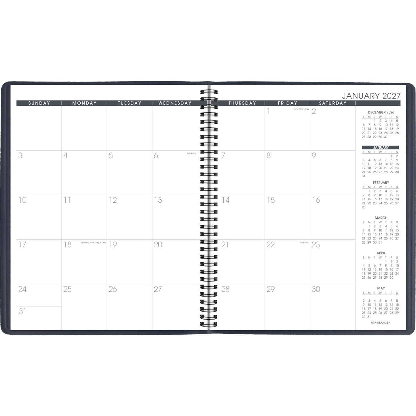 AT-A-GLANCE 2027 Planner, Monthly, 15-Month Jan-Mar, 9" x 11", Unruled Daily Blocks, Navy (702602027)