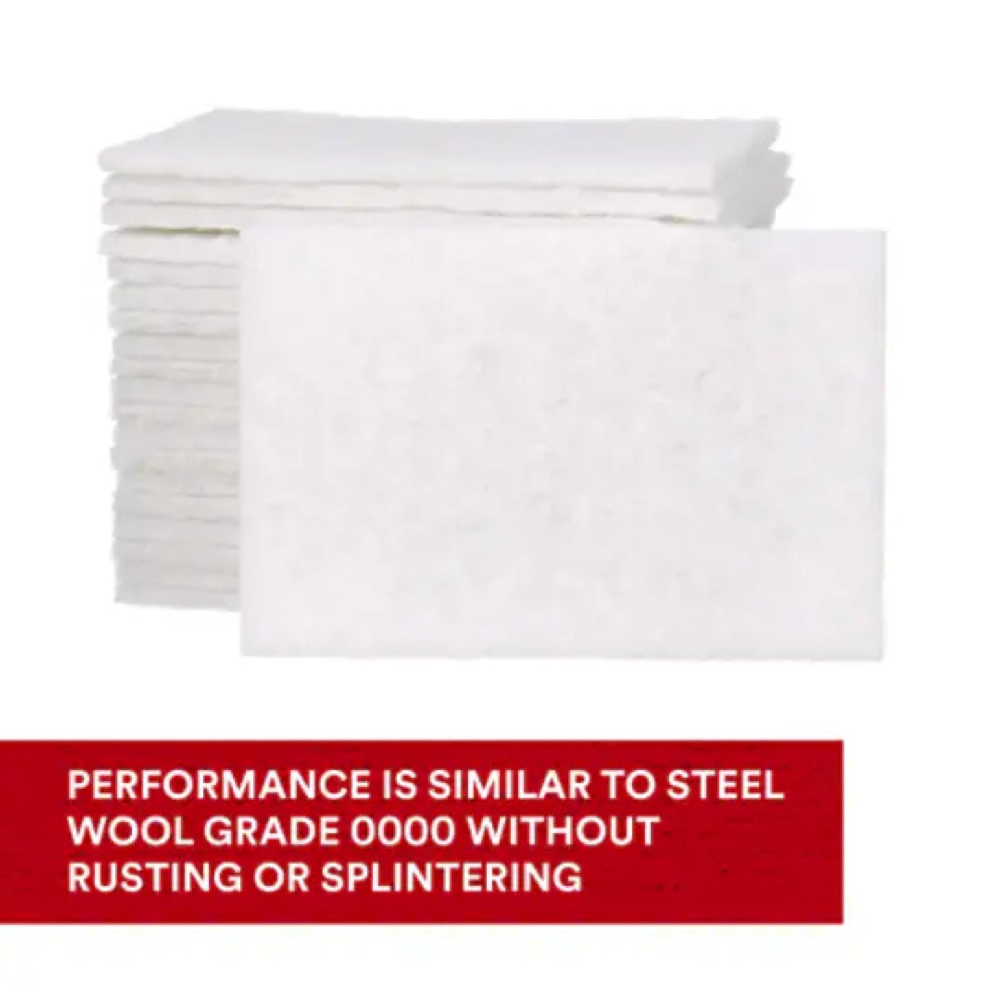 3M SCOTCH BRITE PADS 20/BX WHITE - 9 x 7 inches, Nylon, Fine Grit, Aluminum Backing, Foam, Compatible with Metal, Stone, Plastic, Wood