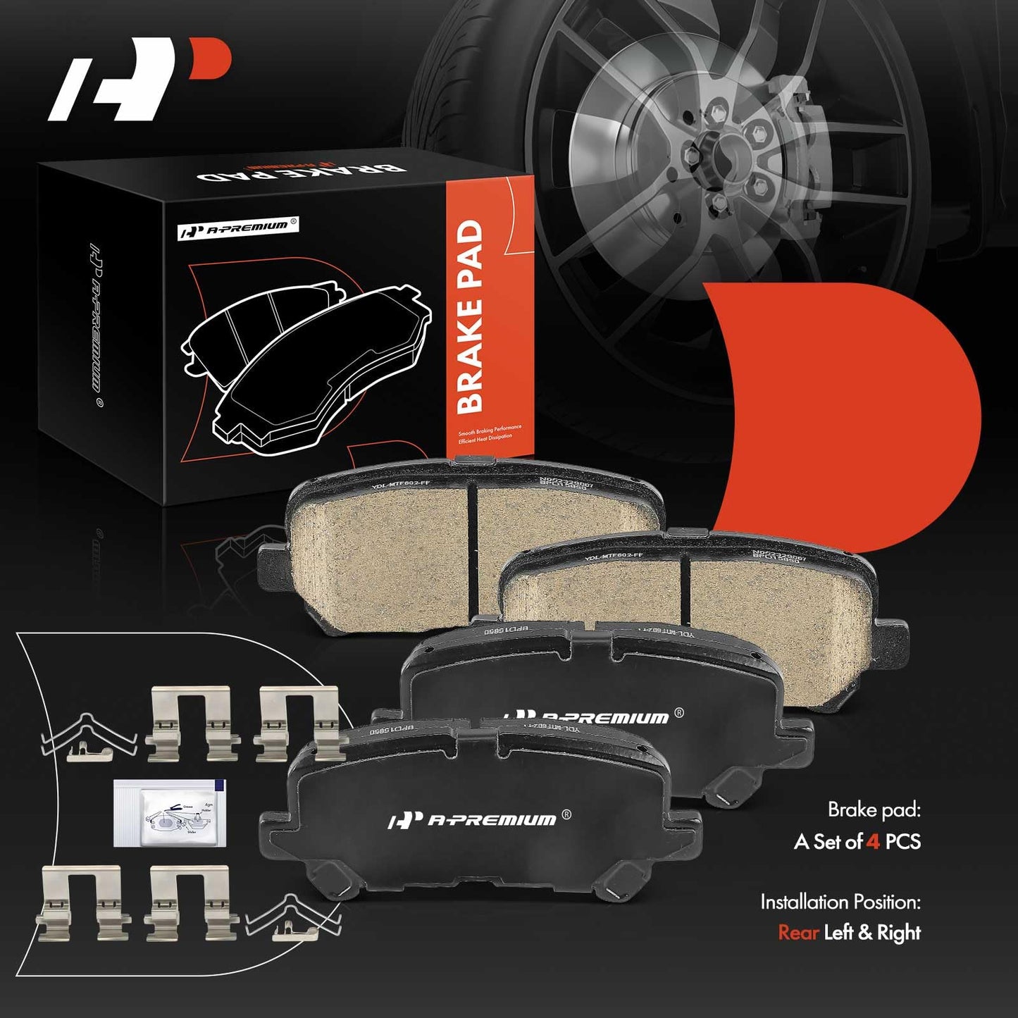 A-Premium Rear Ceramic Disc Brake Pads Set Compatible with Honda Odyssey 2011-2017, Pilot 2009-2015 & Acura MDX 2007-2013, ZDX 2010-2013, 4 Pcs