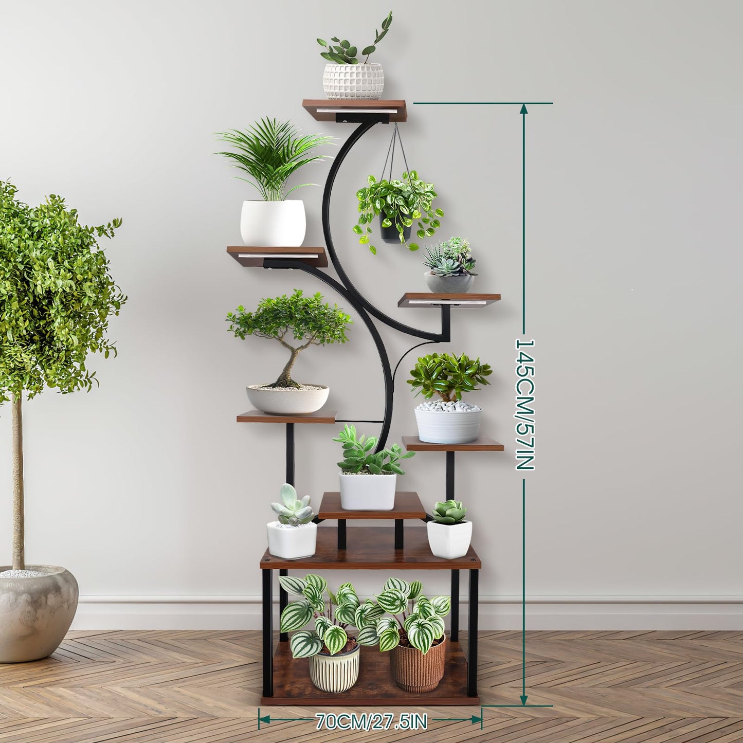 8-Tier Plant Stand with Grow Lights, 57'' Tall Indoor Plant Shelf, Multi-Layer Plant Holder for Home, Patio & Living Room