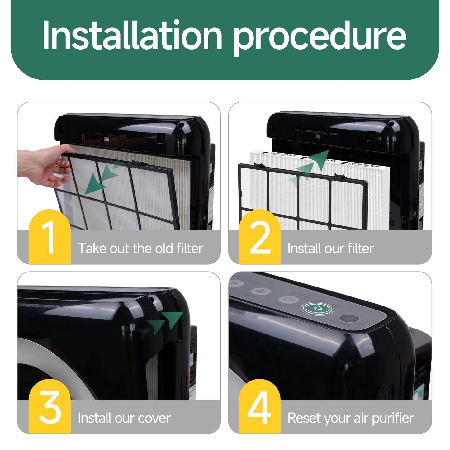 AP-1512HH Air Purifier Replacement Filter Compatible with Coway Airmega AP-1512HH Air Purifier, Compared to Part #3304899, 2 True HEPA + 4 Carbon Pre-filters