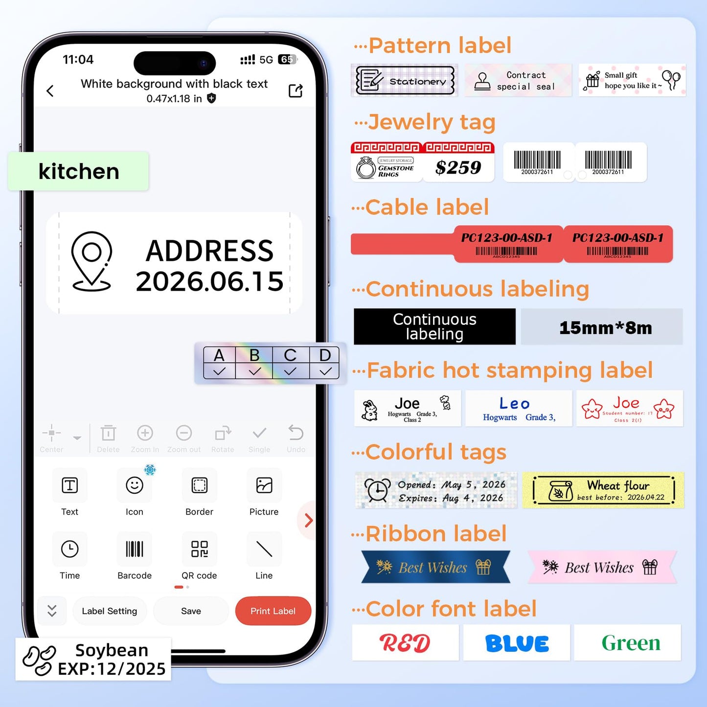 Phomemo A30 Label Maker, Mini Bluetooth Portable Label Printer Thermal Transfer Printing Sticker Rechargeable for Wraping Decorations Home Office Small Business School, Compatible with Phones & PC
