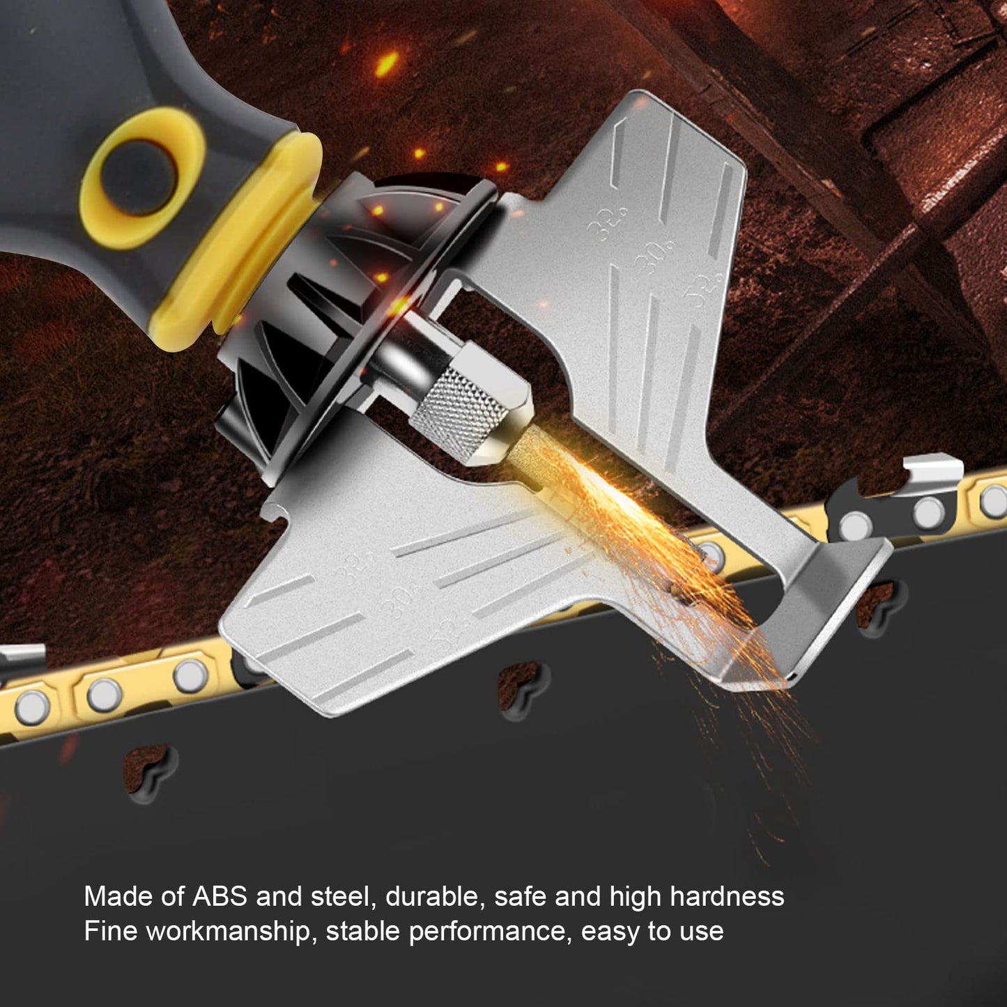 Chainsaw Sharpener, 18pcs USB Charging DC3.6V 1500mAh Portable Fast Saw Sharpener, 5000-18000r/m Electric Chainsaw Sharpener Kit with Sharpening Wheels for Most Chainsaw