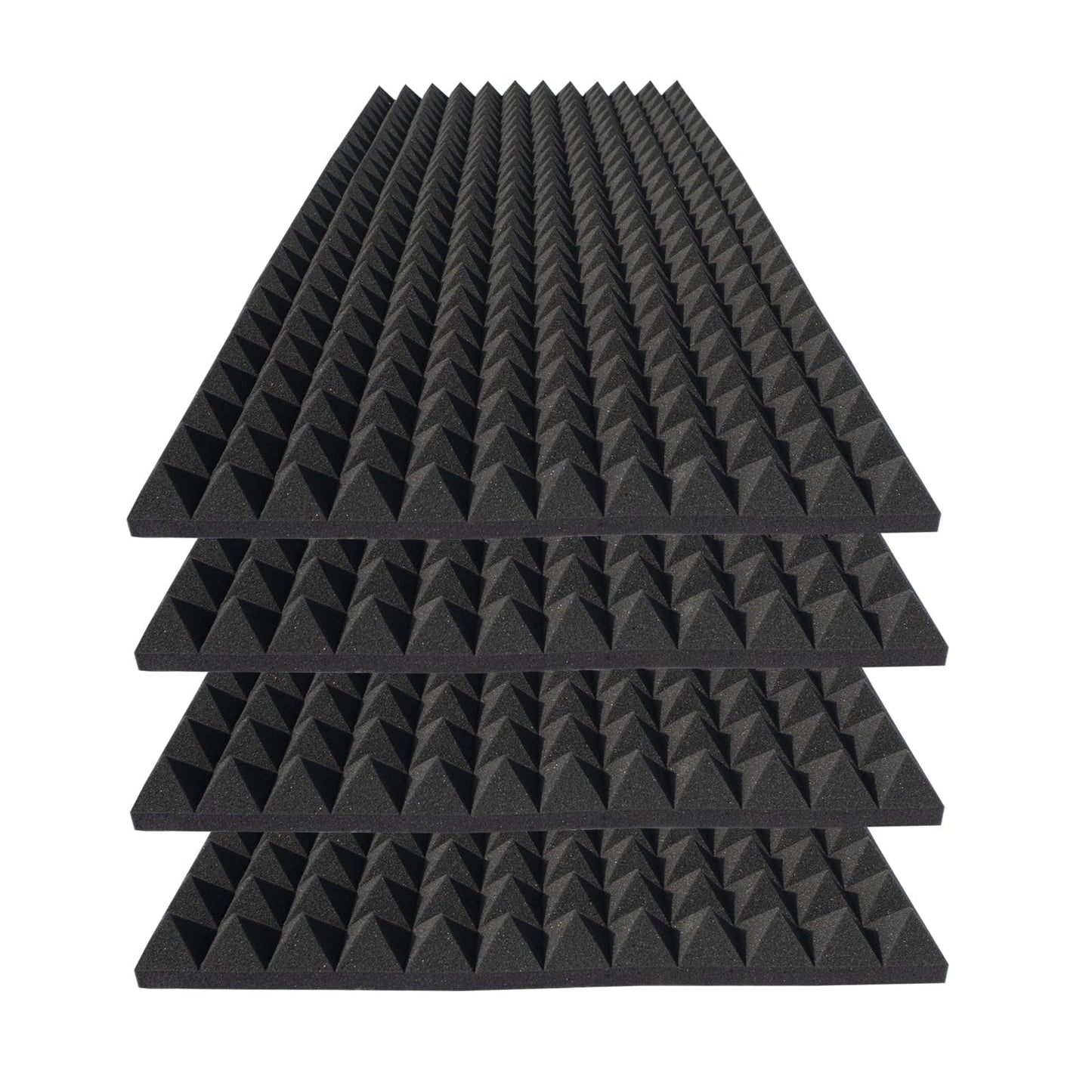 KTOESHEO 4 Pack Pyramid Sound Proof Foam Panels,48x24x2 Inch Acoustic Foam,High Density Soundproof Wall Panels,Fireproof Cancelling Studio Panel Reducing Noise & Echo (Black)