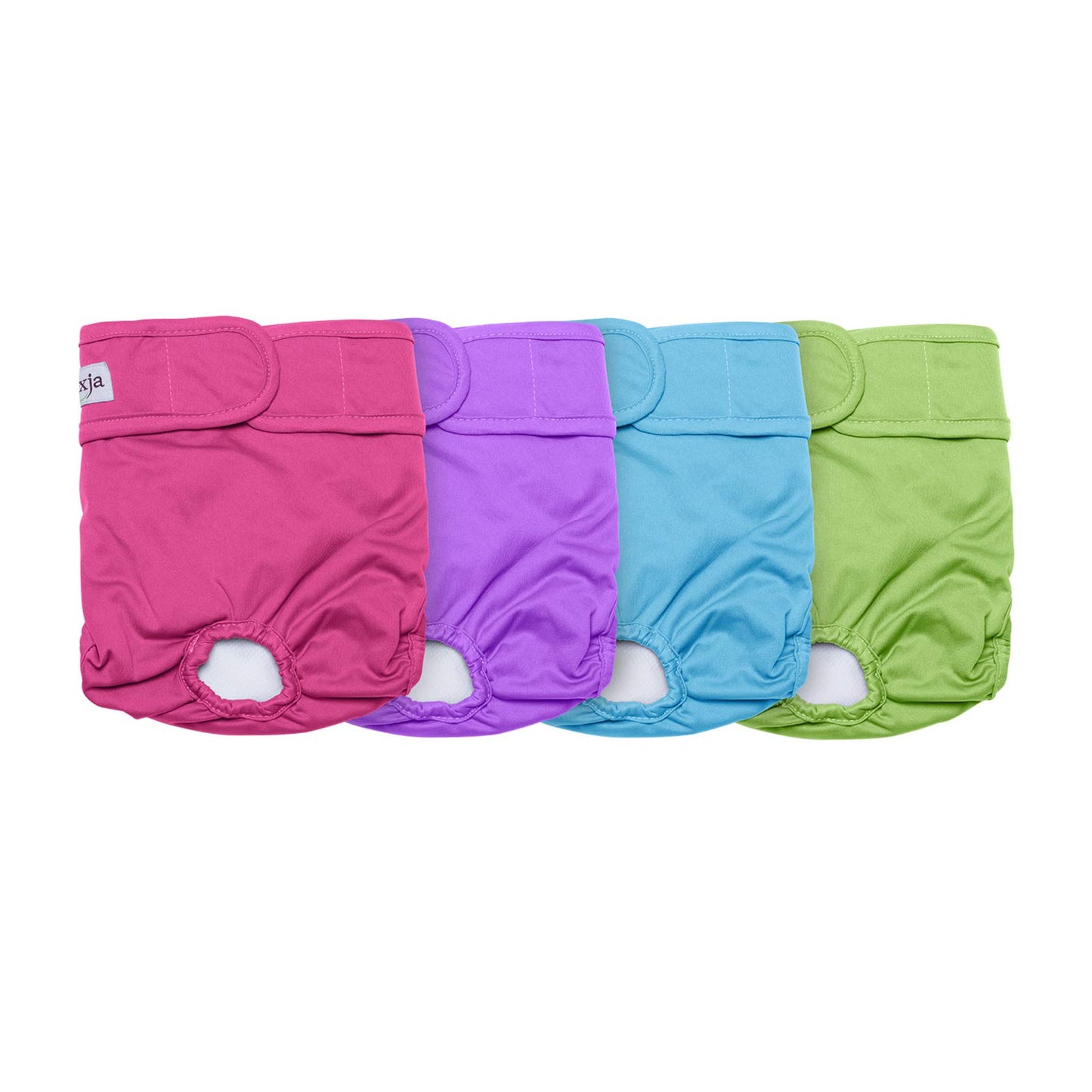 Luxja Reusable Female Dog Diapers (Pack of 4), Washable Wraps for Female Dog (Large 2, Sky Blue+Purple+Green+Rose Red)