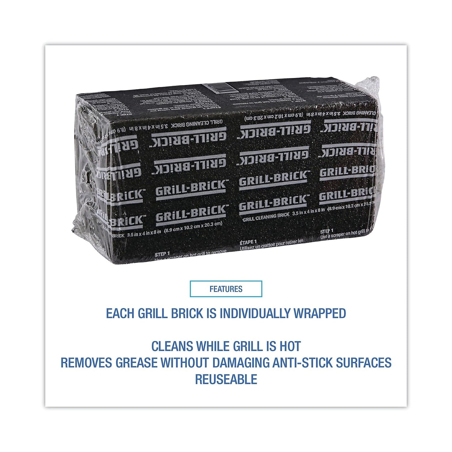 Boardwalk GB12PC Grill Brick, 8 x 4, Black (Case of 12)