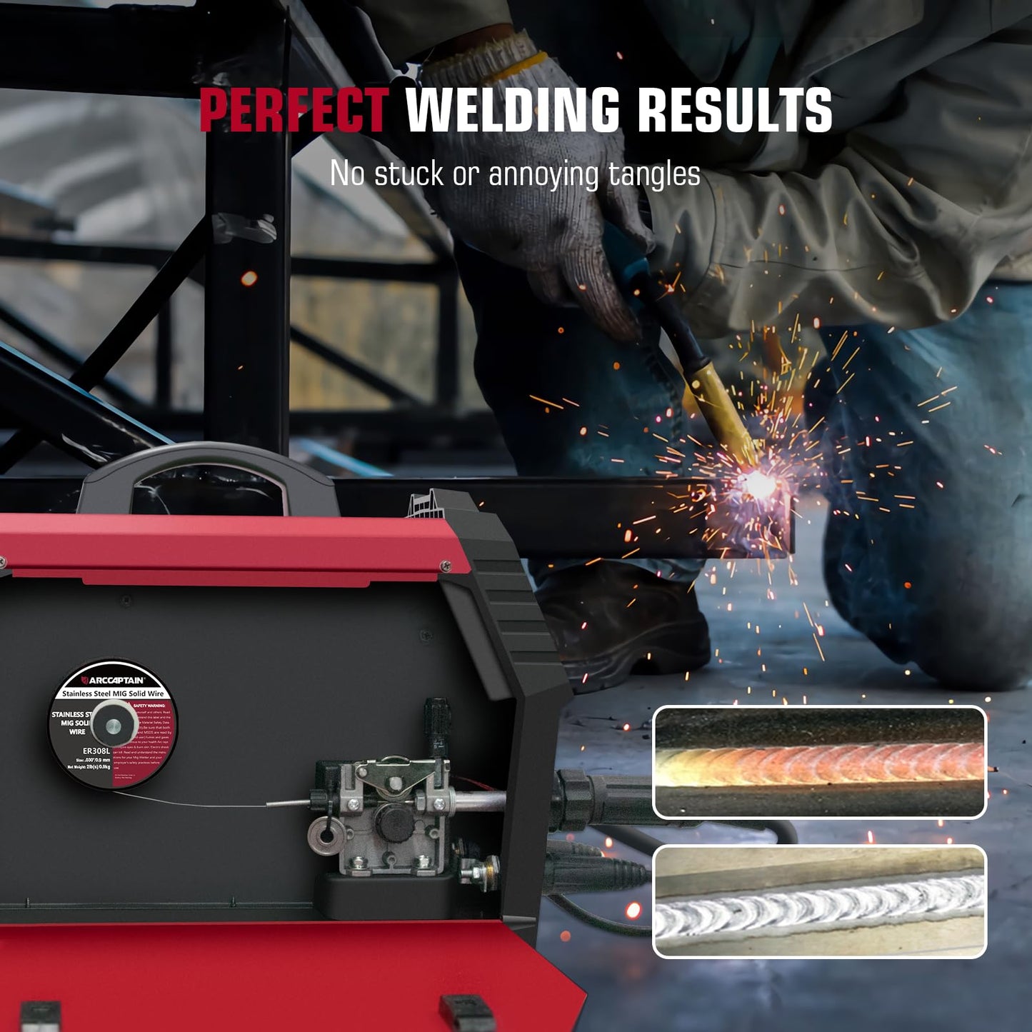 ARCCAPTAIN Stainless Steel MIG Solid Wire ER308L, 030-Diameter 2-Pound Stainless Steel Wire with Low Splatter Compatible with Lincoln Miller Forney Harbor MIG Welder