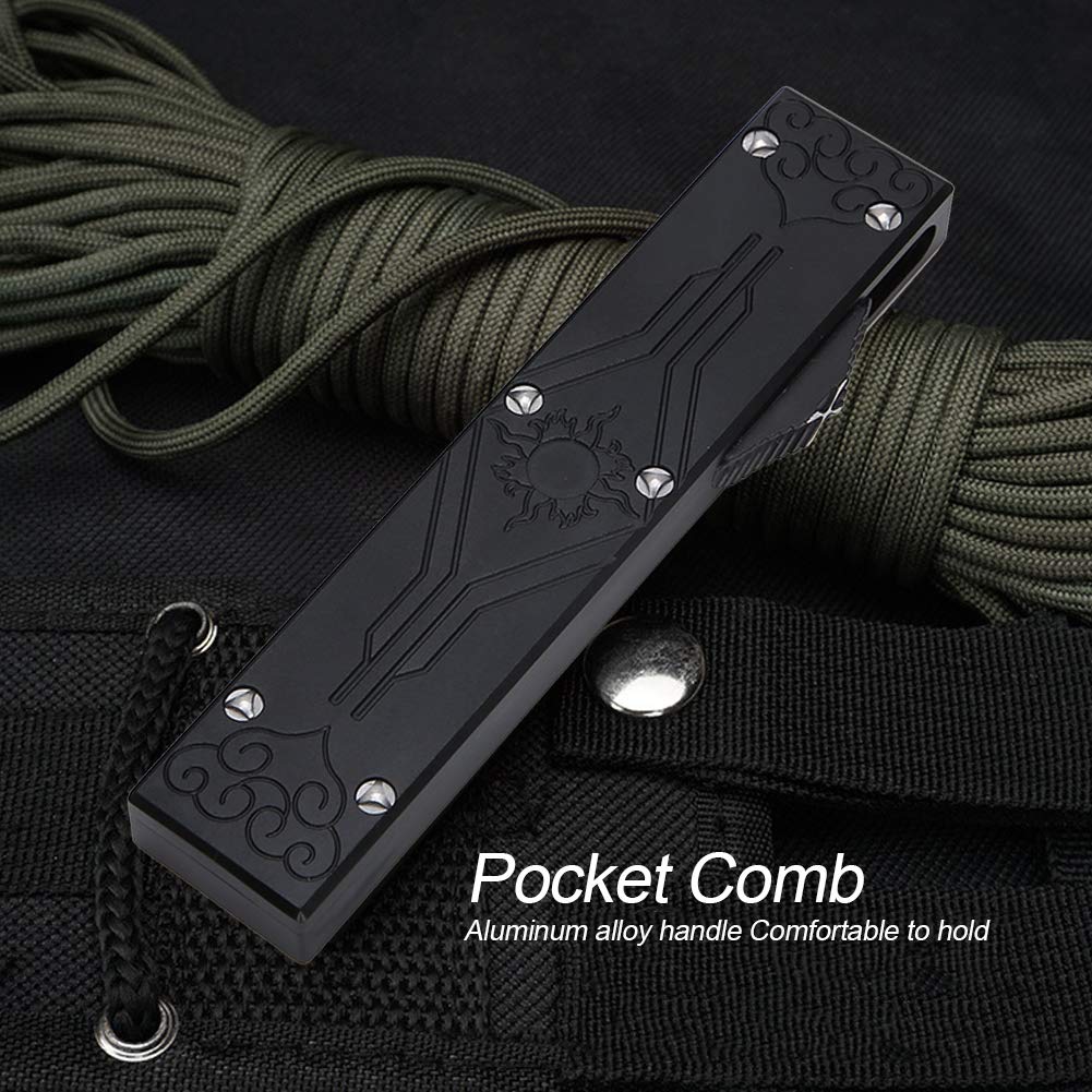 TeamSky Spring Comb Pocket Folding Flick Hair Comb For Beard, Mustache, Head Black Handle, Mens Pocket Comb Stainless Steel Spring Jump Brush Salon Beauty Tool