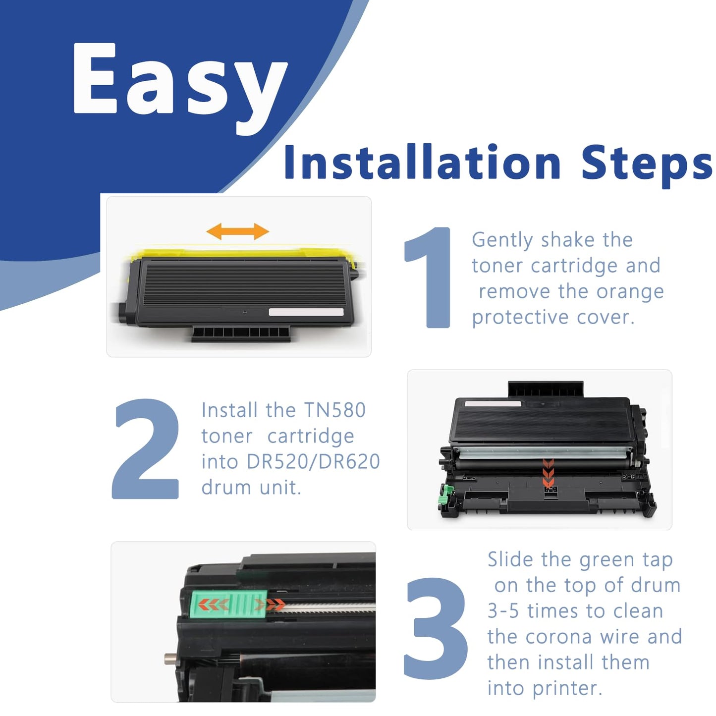 OKGO Compatible TN580 TN650 Toner Cartridge Replacement for Brother TN620 TN550 TN-580 TN-620 TN-650 HL-5370DW 5240 5340D 5250DN,DCP-8060 8065DN,MFC-8660DN 8460 8480 8680 ( High Yield ,Black 2 Pack )