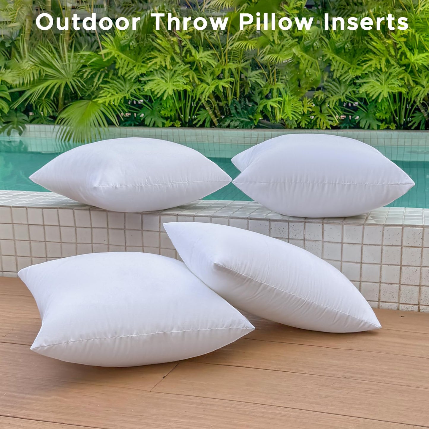 OTPIPCS 22 x 22 Outdoor Pillow Insert Set of 2 Large Square Patio Furniture Pillows for Porch Couch Fall Throw Pillow Inserts Premium Decorative Stuffer Pillows Waterproof White Sofa Cushion