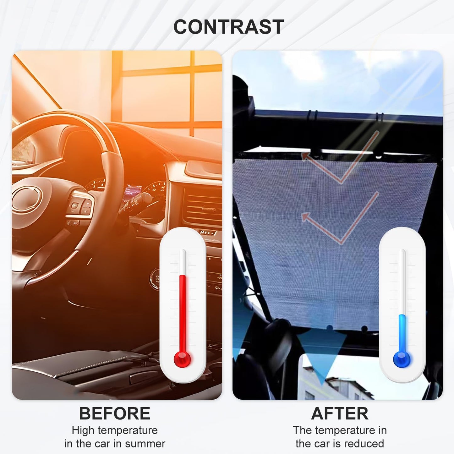 Mesh Roof JL Car Sunshade Top Cover for 2018-2023 Jeep Wrangler JL JLU 4XE 4 Door, UV Protection & Heat Reduction, Durable Polyester Sun Shade 2/4 Door