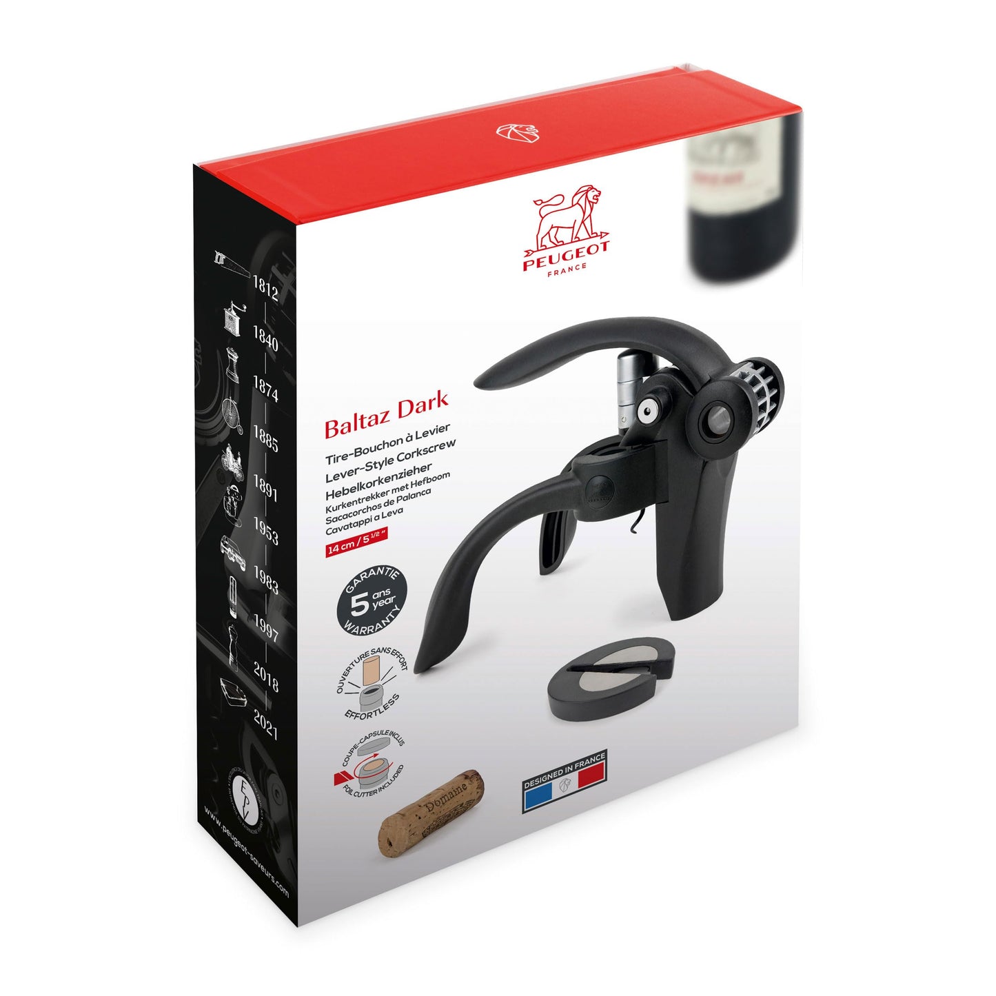 Peugeot 200510 Baltaz Dark Lever Corkscrew, Black