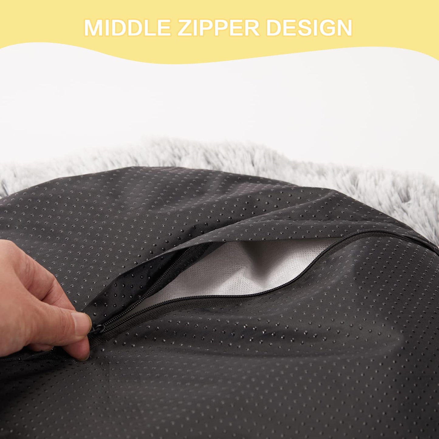 Bedfolks Calming Donut Dog Bed, 30 Inches Round Fluffy Dog Beds for Medium Dogs, Anti-Anxiety Plush Dog Bed, Machine Washable Pet Bed (Dark Grey, Medium)