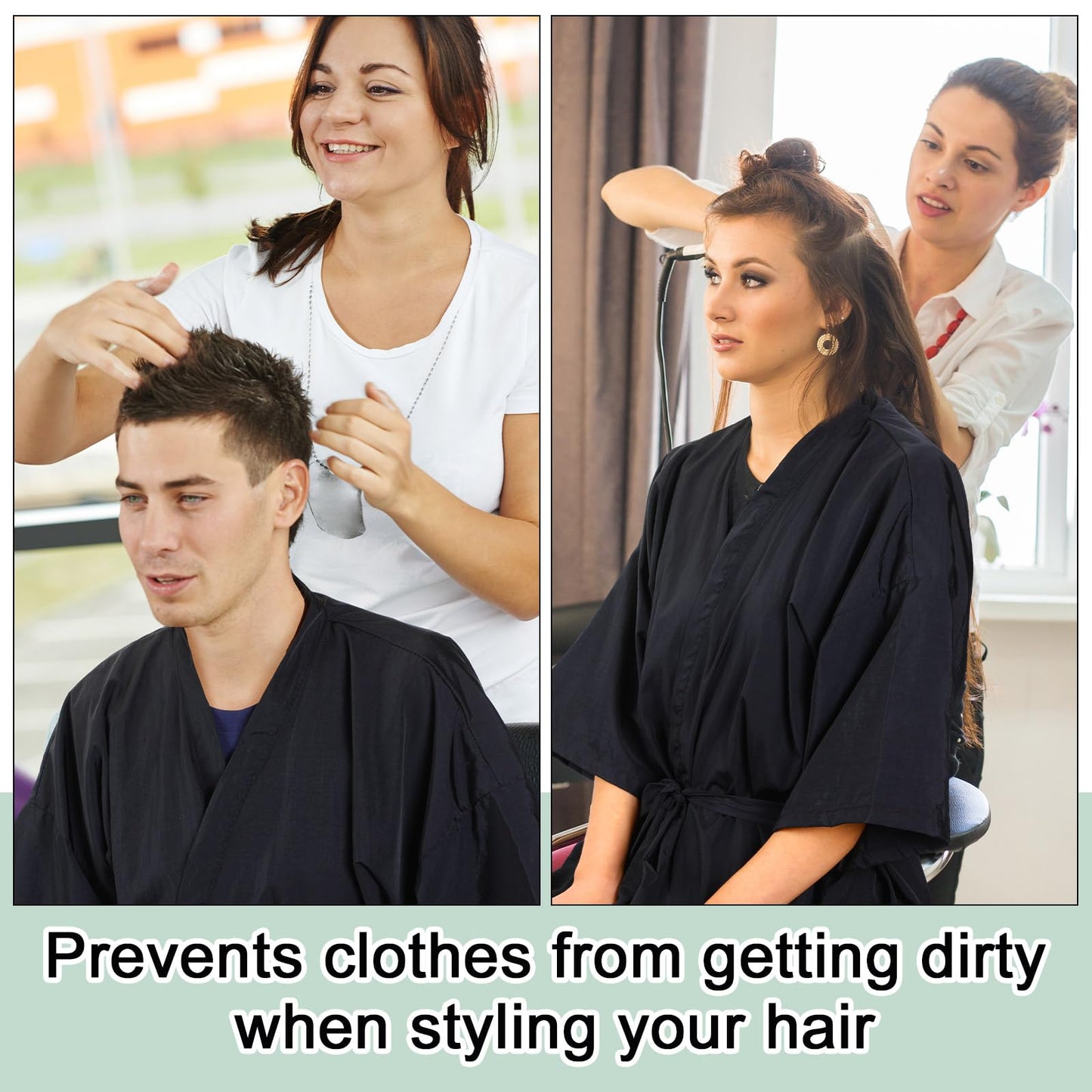 Toulite 6 Pieces Salon Robes Smock for Clients Haircut Cape Hair Salon Client Gown Cape for Women,40 Inches Long(Black)