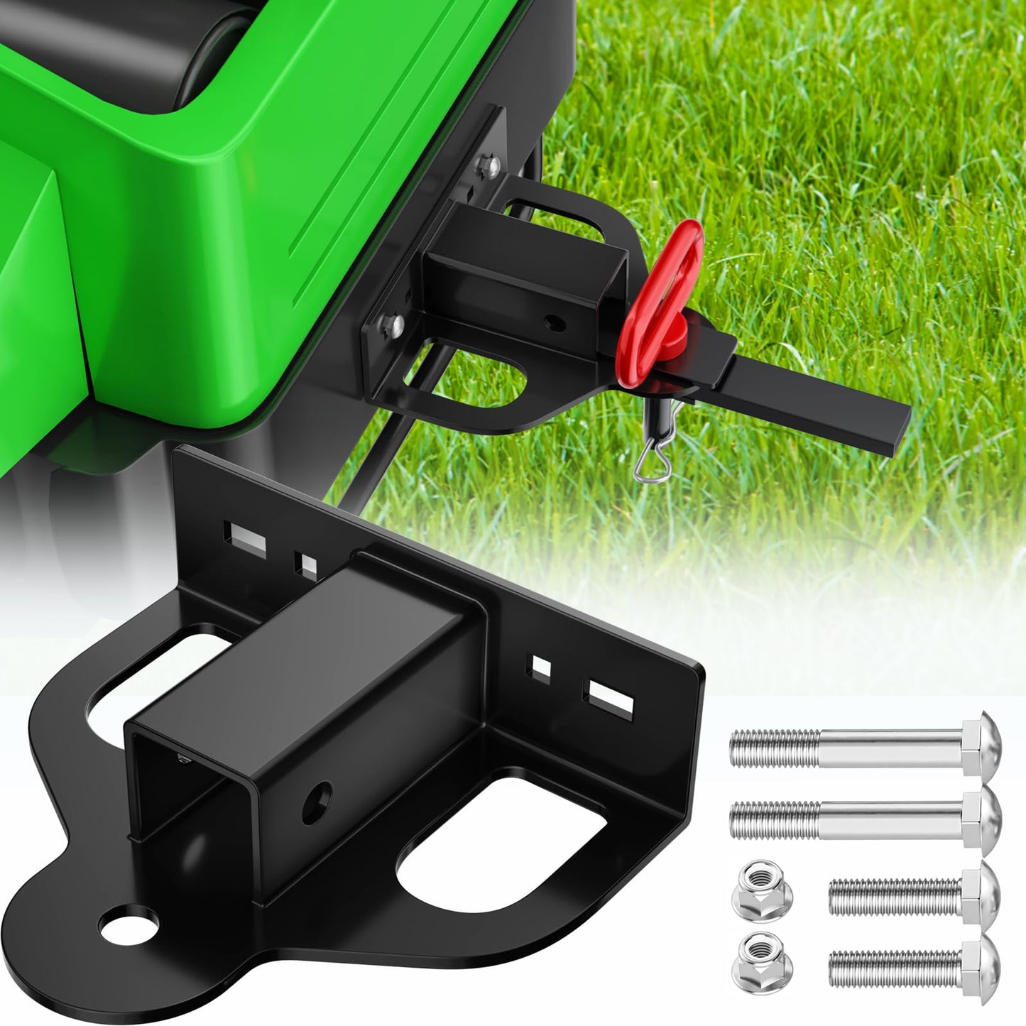 Upgraded Zero Turn Lawn Mower Hitch with 1-1/4" Receiver, 6mm Thicker Heavy Duty Steel Bolt On Trailer Hitch Receivers, Compatible with Many Models Lawn Mower, Tractor, Trailer, Golf Cart, ATV Etc.