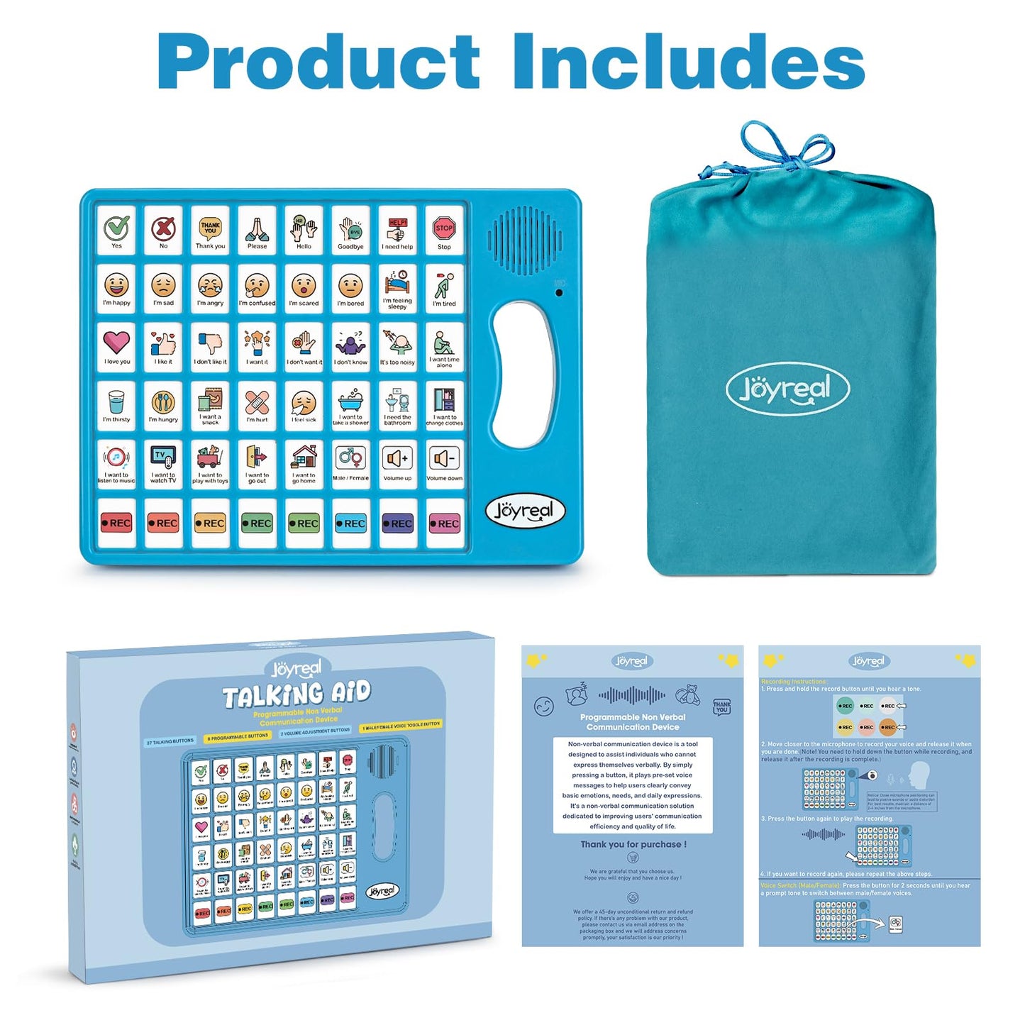 AAC Device for Autism, Joyreal Non Verbal Communication Tools for Speech Therapy & Stroke Rehab. Augmentative Alternative Communication Tablet, Autism Talking Aids with 8 Programmable Buttons