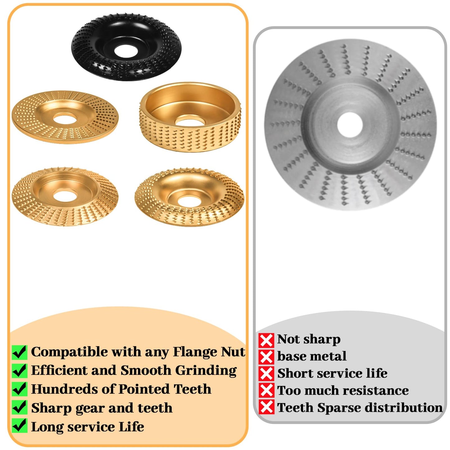11Pcs Wood Carving Disc for 4" or 4 1/2" Angle Grinder, Angle Grinder Wood Carving Disc,Wood Shaping Grinding Disc for Angle Grinder Attachments, Stump Grinder Teeth, Wood Shaping Tools