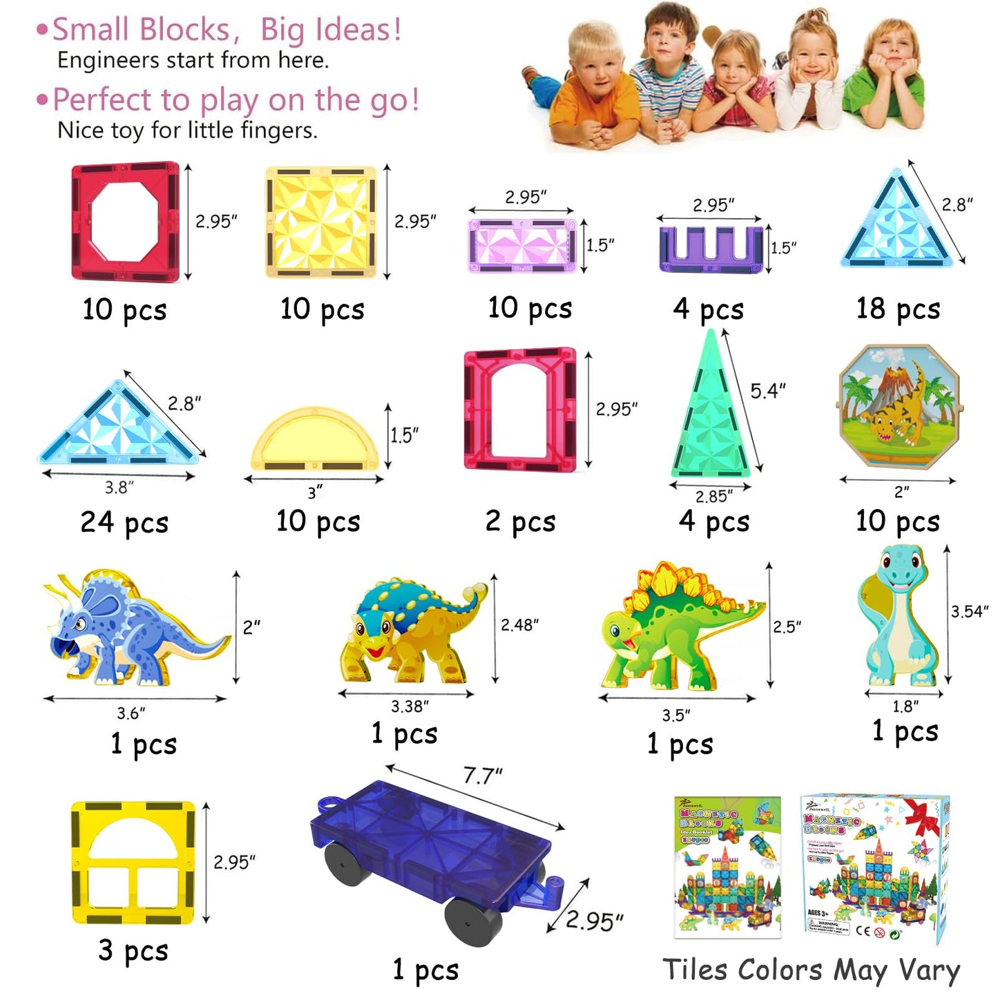 Jasonwell Magnetic Tiles Building Blocks Set for Boys Girls Preschool Educational Magnet Construction Kit Stacking STEM Toys Christmas Birthday Gifts for Kids Toddlers 3 4 5 6 7 8 9 10 + Year Old