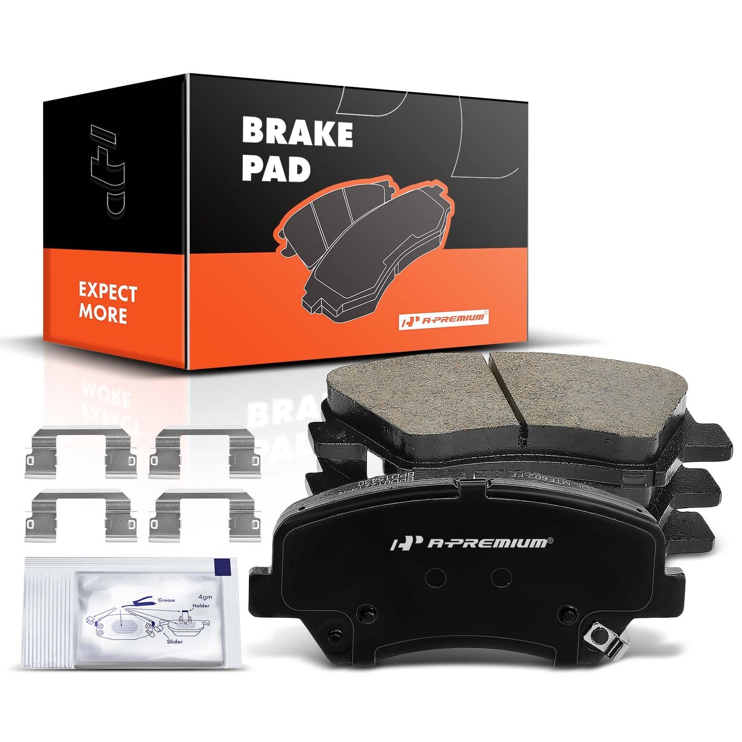 A-Premium Front Ceramic Disc Brake Pads Set Compatible with Select Hyundai and Kia Models - Elantra 2011-2016, Elantra Coupe, Elantra GT, for Veloster, Forte, Forte Koup, Forte5, with Hardware, 4 Pcs