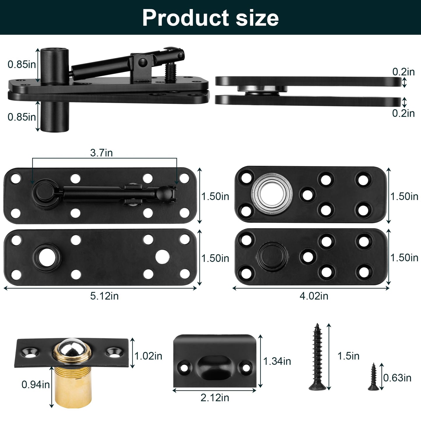 Hidden Door Hinge,Heavy Duty Pivot Hinge,570Lbs Load-Bearing,Solid Stainless Steel,Swinging 360°Rotation,Hidden Hardware/System for Secret Door or Concealed Bookcase with 2 Drills