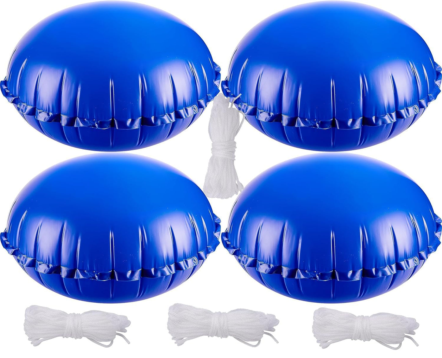 ZerUprin 4 Pcs Round Pool Air Pillows - 4 x 4 Ft Ice Equalizer Air Pillow for Above Ground Pools - Swimming Pool Winterizing Closing Cover Pillow with Ropes for Support Pool Accessories