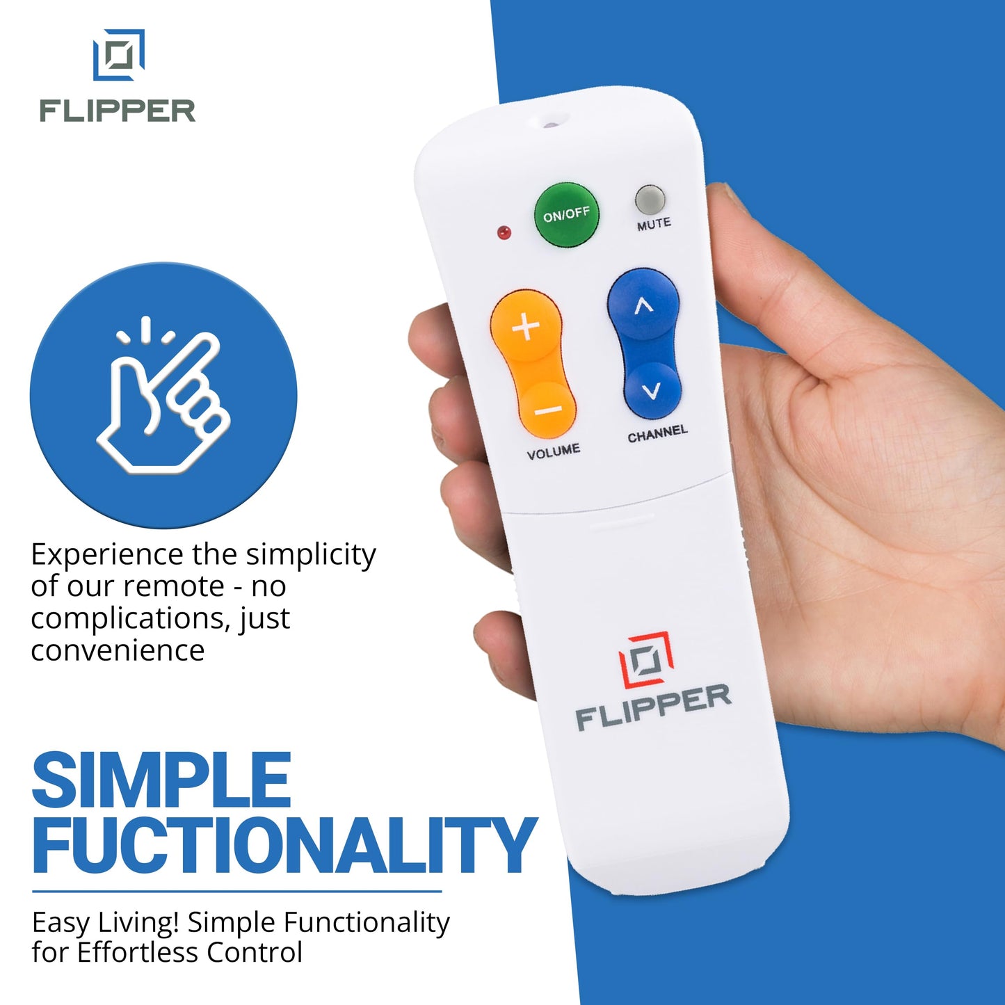 Flipper Big Button Universal TV Remote for Seniors, Elders - Easy Setup & Programmable Favorites Management, IR Devices - Infarred for TV, Cable Set Top Boxes (STBs) [Does Not Work Streaming] (2024)