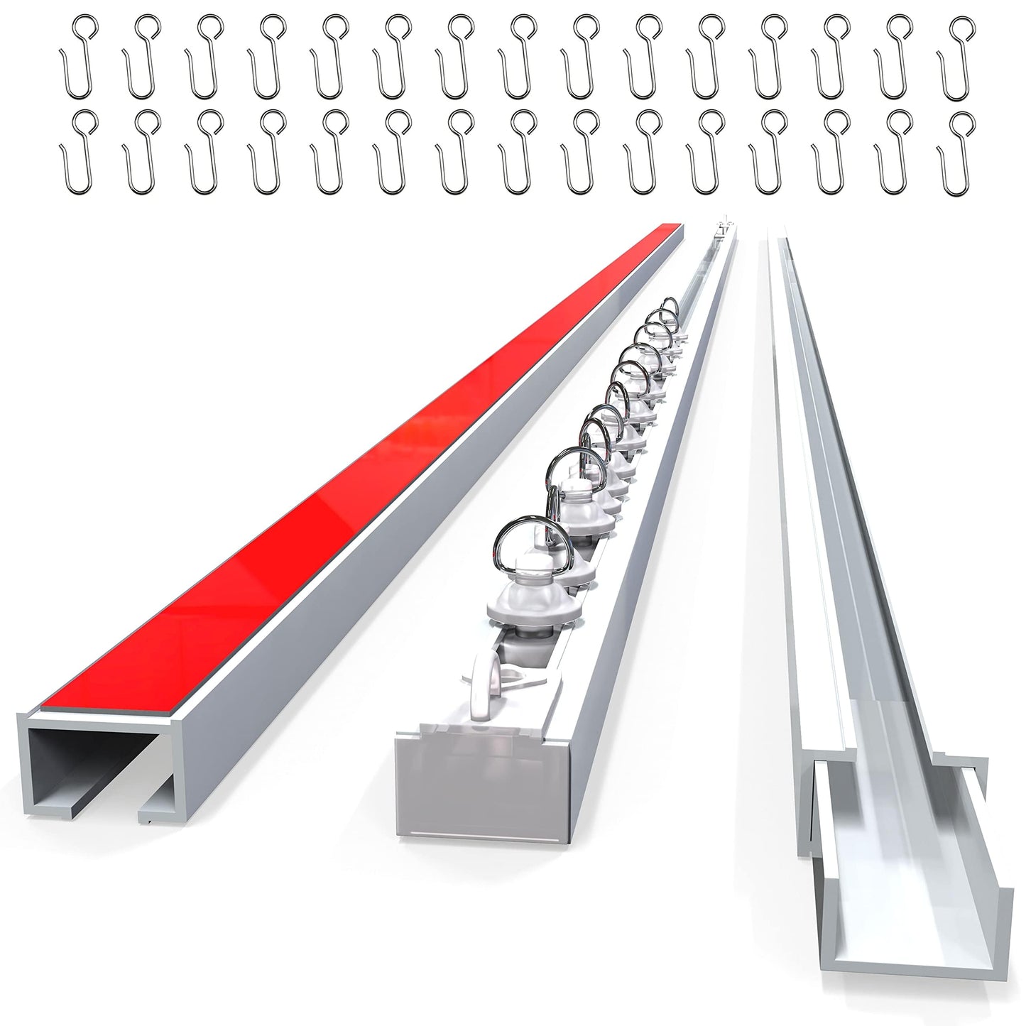 UrbanRed Self Adhesive Curtain Track (3 Meter, 9.8FT) for Smooth Ceiling Or Wall - No Drill, Screws, Ceiling Curtain Track, Curtains Rod, Ceiling Mount, Adhesive Curtains Rod (Non-Flexible)