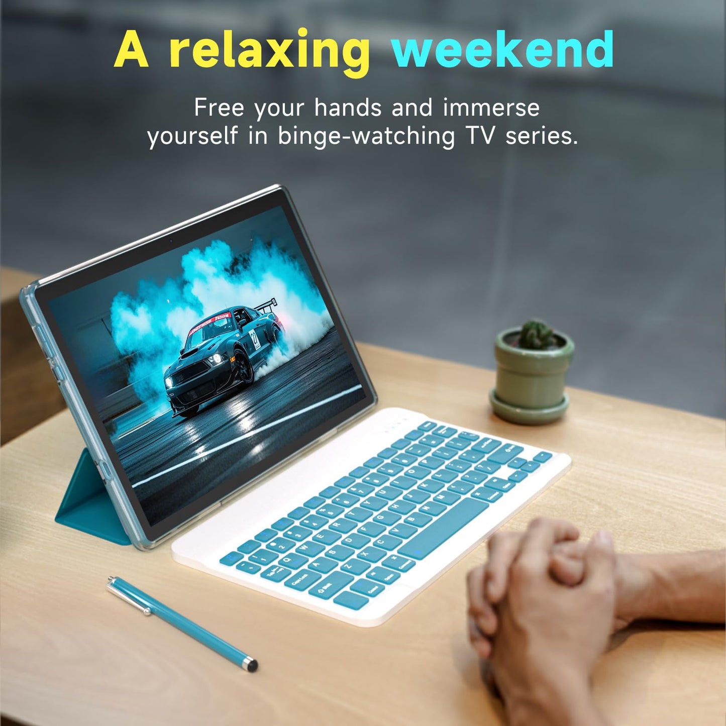 Android 15 Tablet, 10 Inch 18GB RAM+128GB ROM/ 2TB Expandable Tablet PC, Quad-core 2.0GHz Processor, 1280*800 10" HD Touch Screen, 2.4G/5G WiFi 6 BT 5.0, 2 in 1 Tablets with Keyboard Case Mouse Stylus