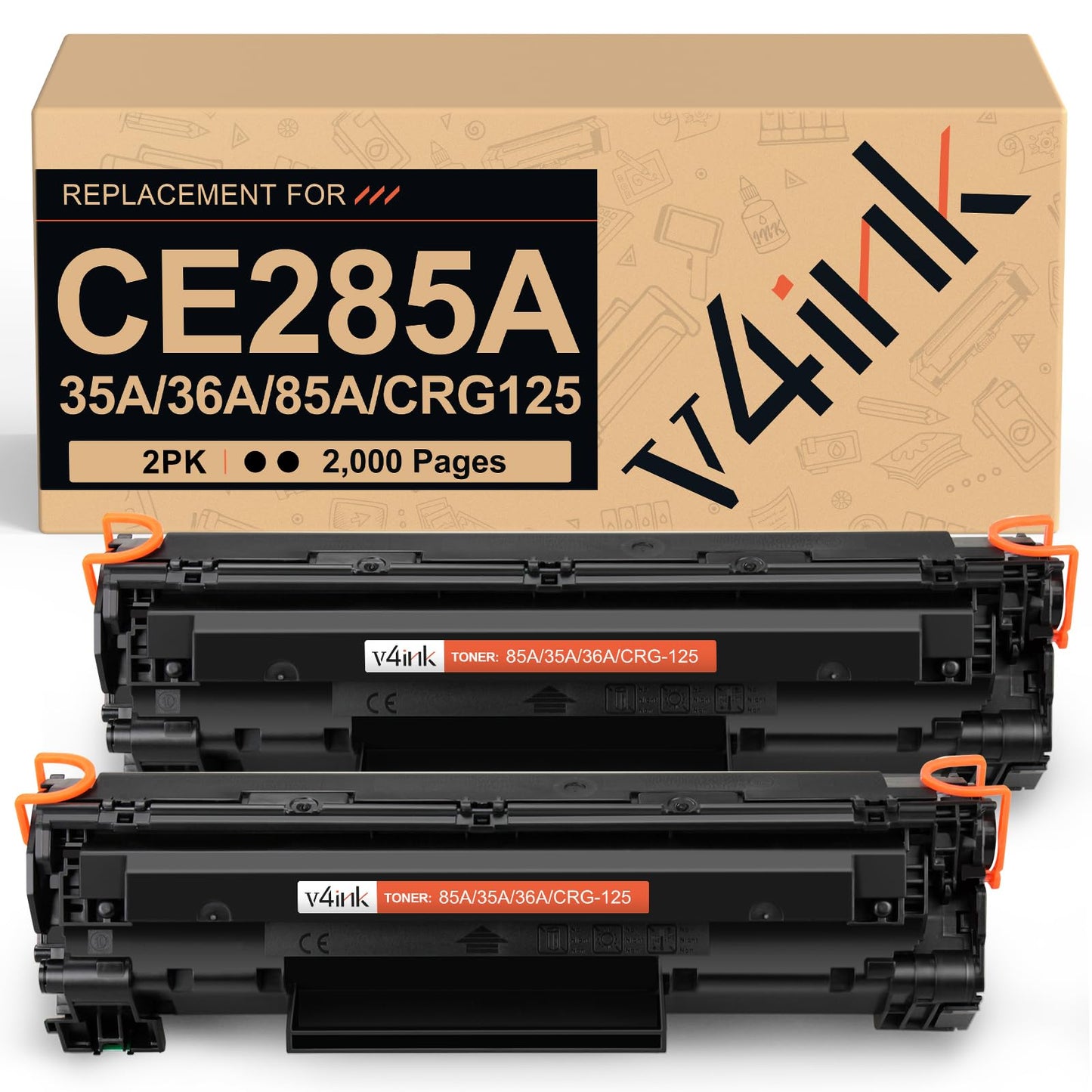 85A CE285A Toner Cartridge Replacement for HP 85A CE285A P1102w Toner Cartridge Compatible with HP LaserJet Pro P1102w P1102 P1109 P1109w M1212nf M1217nfw Printer(Black 2Pack)