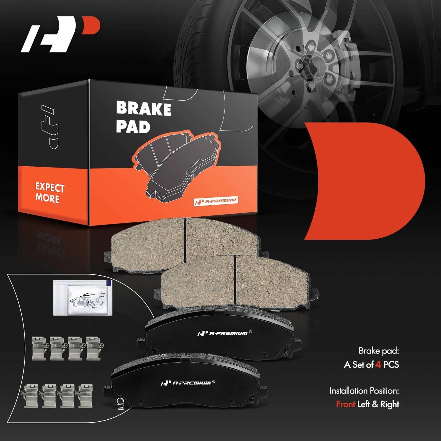 A-Premium Front Ceramic Disc Brake Pads Set Compatible with Select Chrysler, Dodge, Jeep, Ram and Volkswagen Models - Grand Caravan, Town & Country, Journey, C/V, Routan, Pacifica, Gladiator