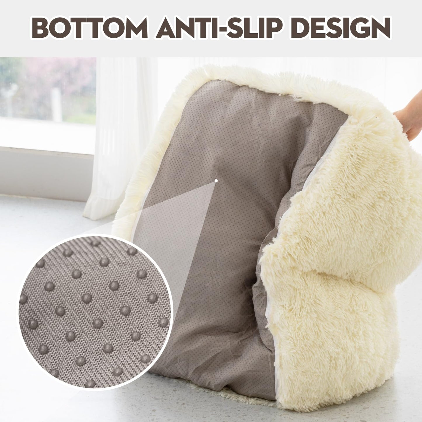 Pet Bed for Medium Small Cats and Dogs, Washable Puppy Sleeping Bed Cat Couch Pet Sofa Bed, Soft Calming Cat Sofa Beds for Indoor Cats Anti-Slip Bottom (Beige)