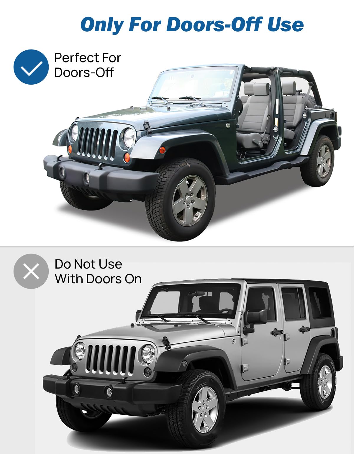 JOYTUTUS Mirrors Doors Off Compatible with Wrangler TJ JK JKU 1997-2018, Easy-Install Side View Mirrors, No Vibration & Wobble, Does Not Fit on Doors