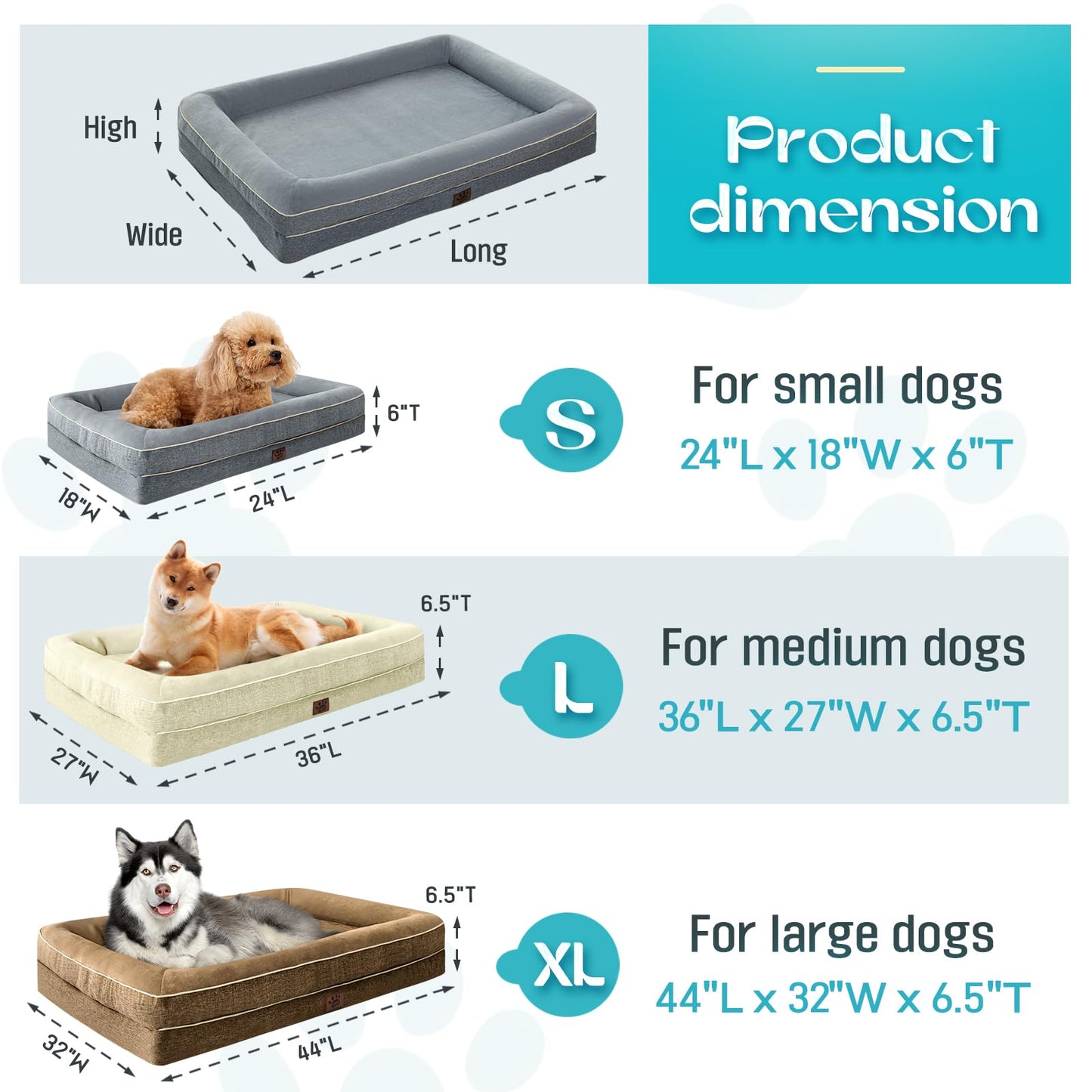 TaiBest Waterproof Memory Foam Dog Beds for Small Dogs Non-Slip Orthopedic Dog Beds Washable Couch Pet Bed with Removable Cover (Grey, Small)