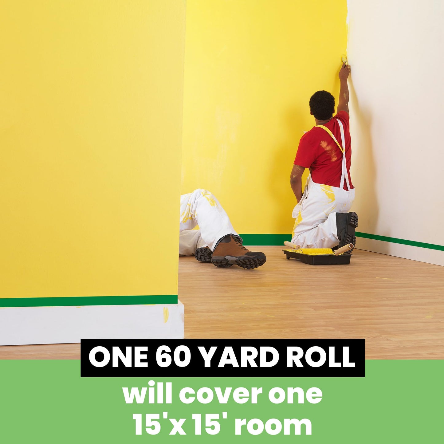TAPEBEAR Green 14-Day Painters Tape Multi-Surface Masking Tape 36MM x 55M, Indoor and Outdoor Painting Tape, Residue Free Easy Removal with Sharp Lines, Paint Tape for Walls, Auto, Home, 6Rolls