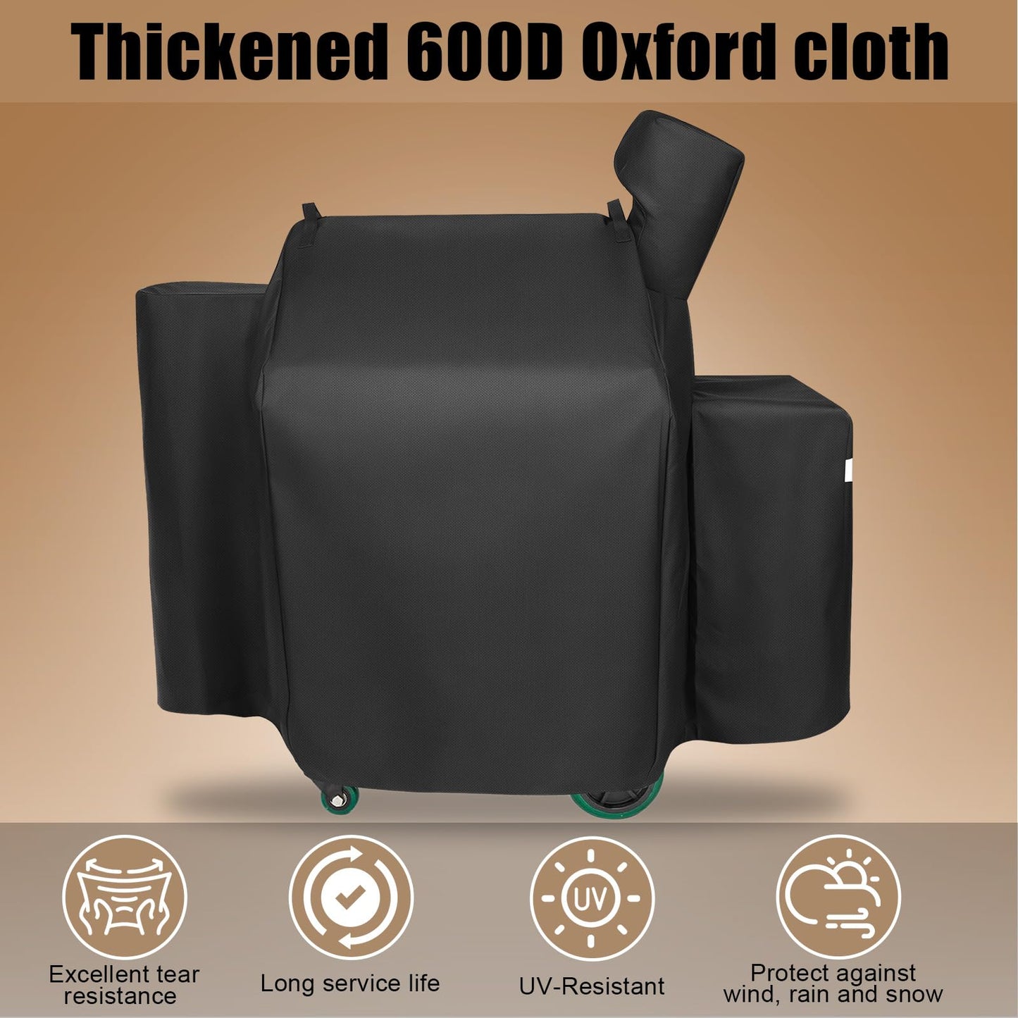 QuliMetal Grill Cover for Green Mountain Daniel Boone Prime WiFi Grills and Green Mountain Grill Ledge Model, Full Length GMG Daniel Boone Smoker Cover, 600D Fabric, Black