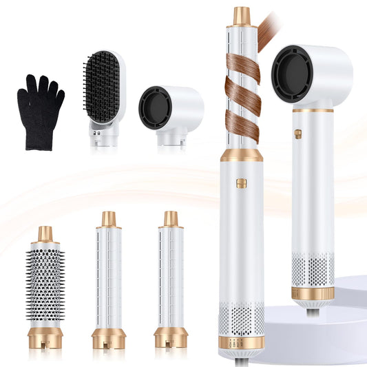 Blow Dryer Brush 5 in 1, Negative Ion Hair Dryer Brush Set Air Styler Curling Wrap Air Curler, Upgrade Hot Air Brush Curling Iron Hair Styling Tools As A Gift for Straight/Curl/Drying/Smoothing