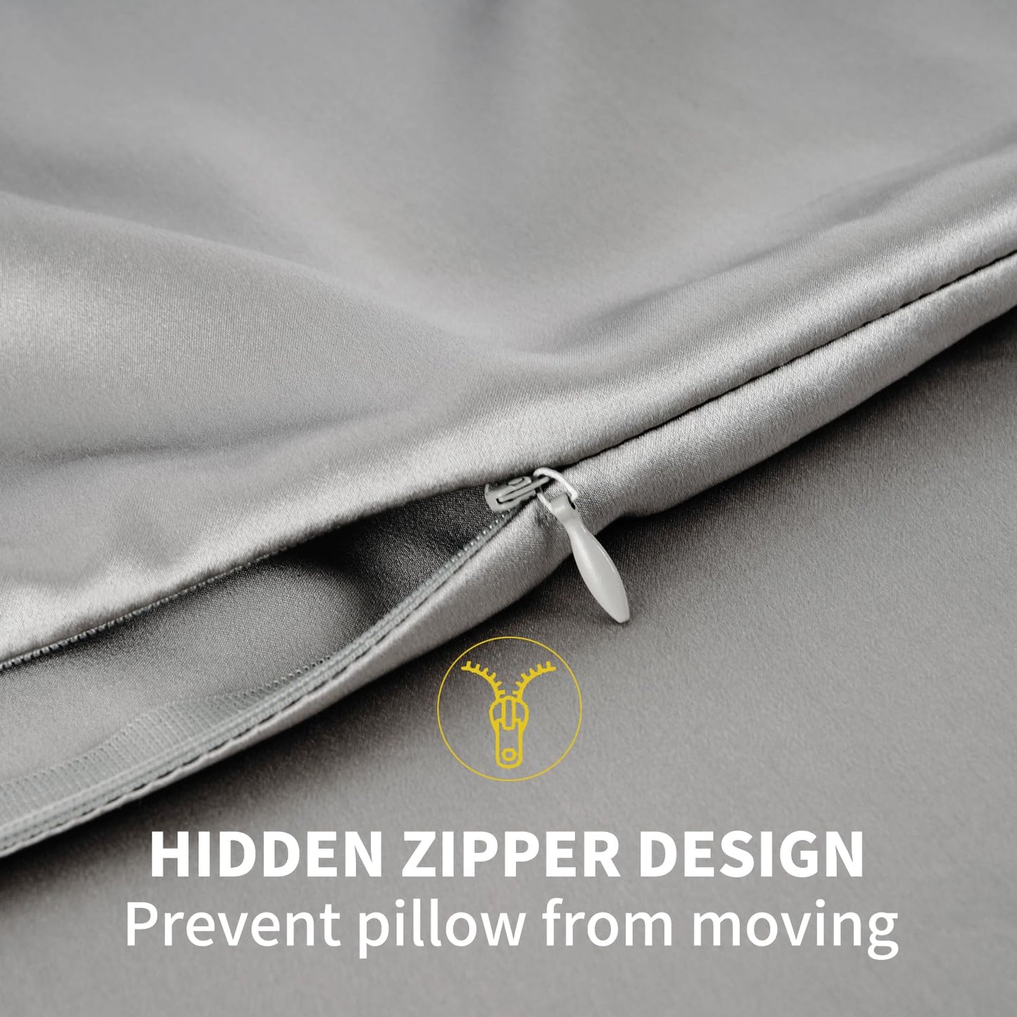 ZIMASILK 100% Mulberry Silk Pillowcase for Hair and Skin, with Hidden Zipper, Both Sides 19 Momme Pure Silk, 1pc(Queen 20''x30'',Dark Grey)